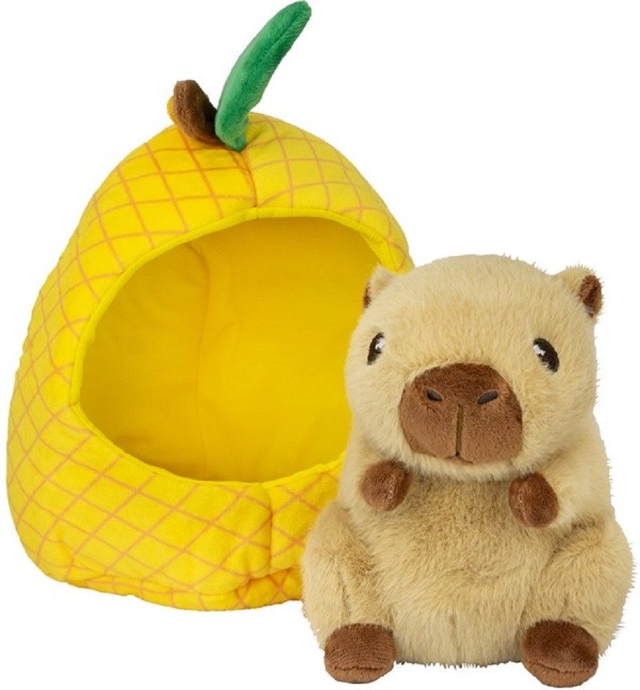 soma Kuscheltier Capybara Plüschtier 22cm im Früchte-Versteck braun Ananas (Set, 1-St., Geschenk-Set), Niedliches Capybara im weichen Früchte-Versteck – herausnehmbar