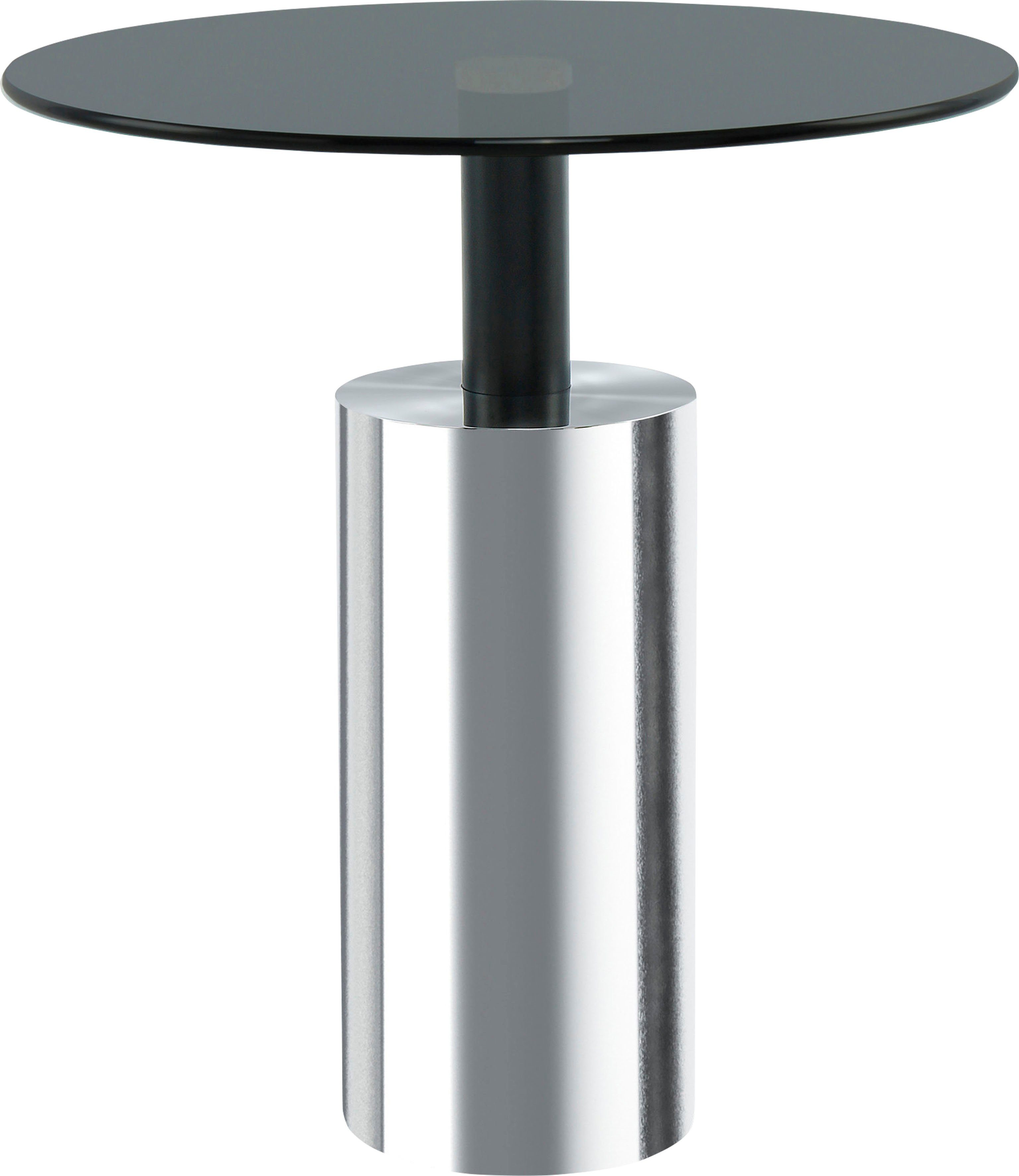 Kayoom Beistelltisch Beistelltisch Rosanna 525, Runde Tischplatte, edles Design, zeitlose Farben, Sockel: Ø 15 cm grau | silber