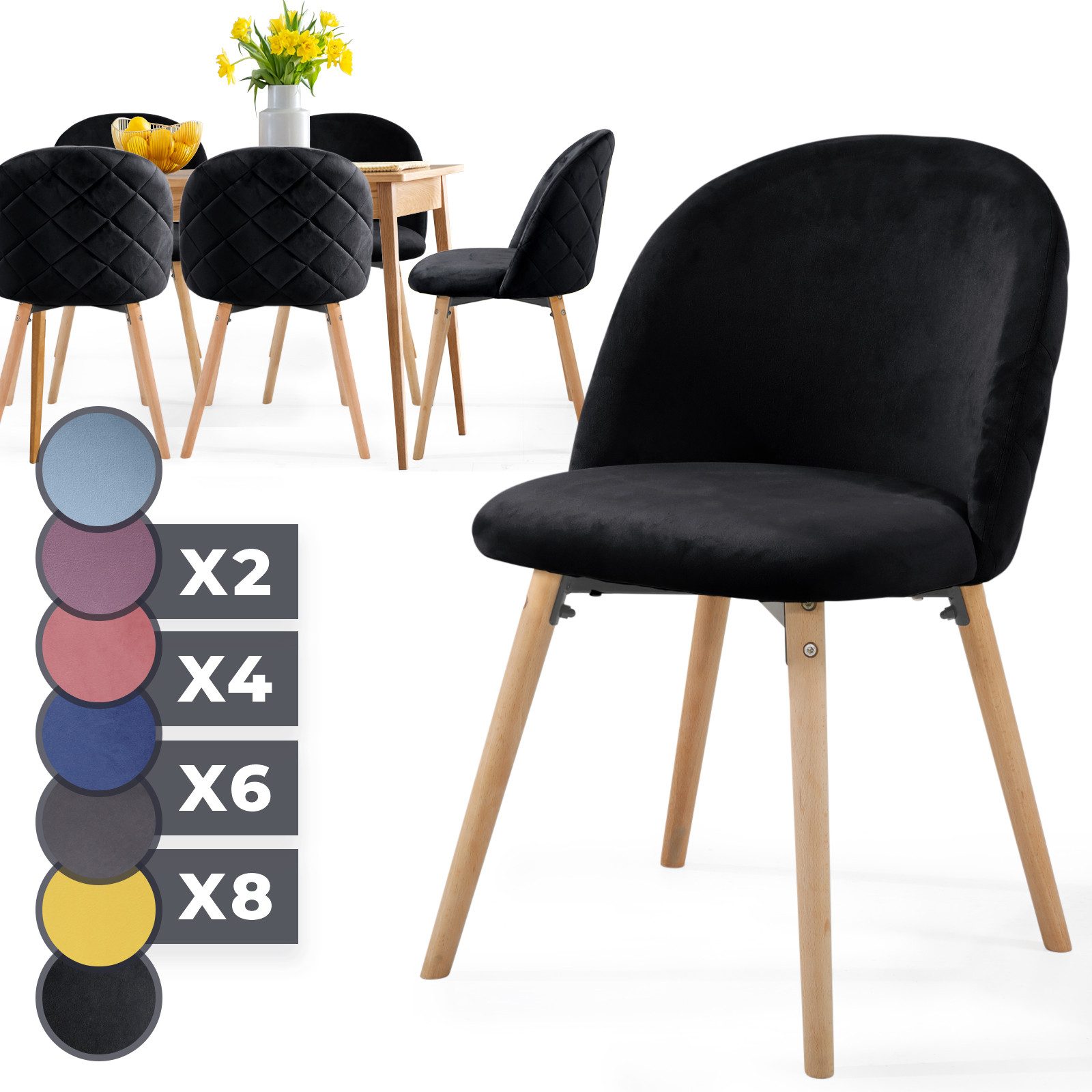 MIADOMODO Esszimmerstuhl -Farbwahl, 2/4/6/8Set, Gepolstert, Beine günstig online kaufen