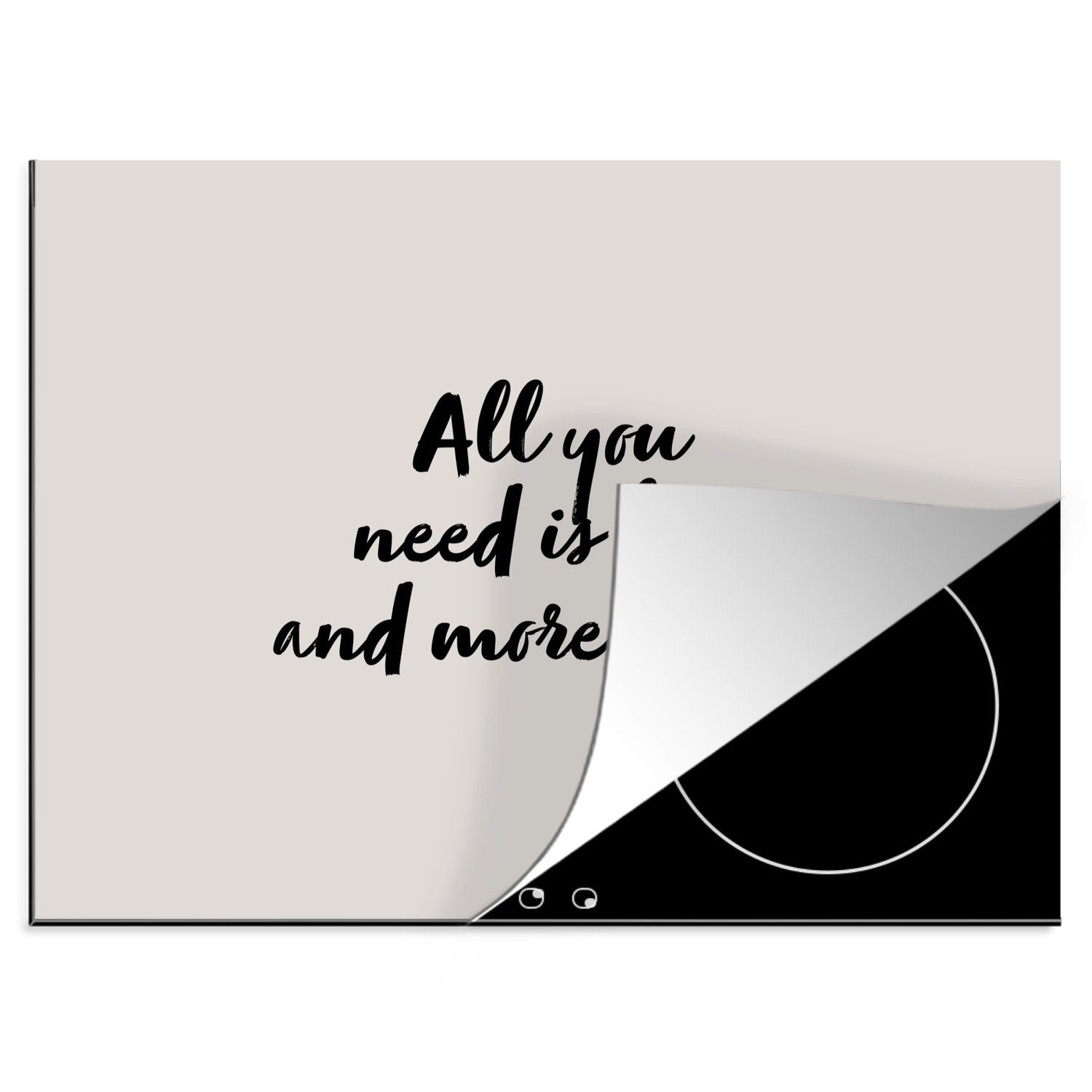 MuchoWow Herdblende-/Abdeckplatte Zitate - Liebe - Induktionsschutz - All you need is love and more, Vinyl, (1 tlg), 60x52 cm, Mobile Arbeitsfläche nutzbar, Ceranfeldabdeckung