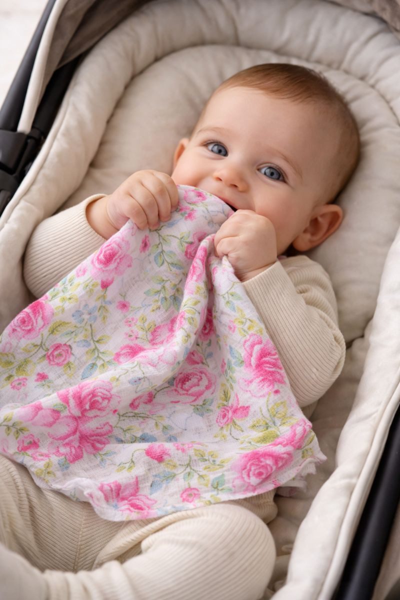 La Bortini Stoffwindeln Spucktücher Baby Stoffwindeln Mullwindeln 10er Pack mit Blumen, weich, atmungsaktiv, ideal für Babys und Senioren