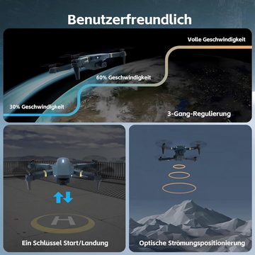 CHUBORY Bürstenlos Super Ausdauer Faltbare Quadcopter ür Anfänger Drohne (1080p, mit 120°Weitwinkel HD Kamera Bürstenloser Motor Follow Me Duale Kamera)