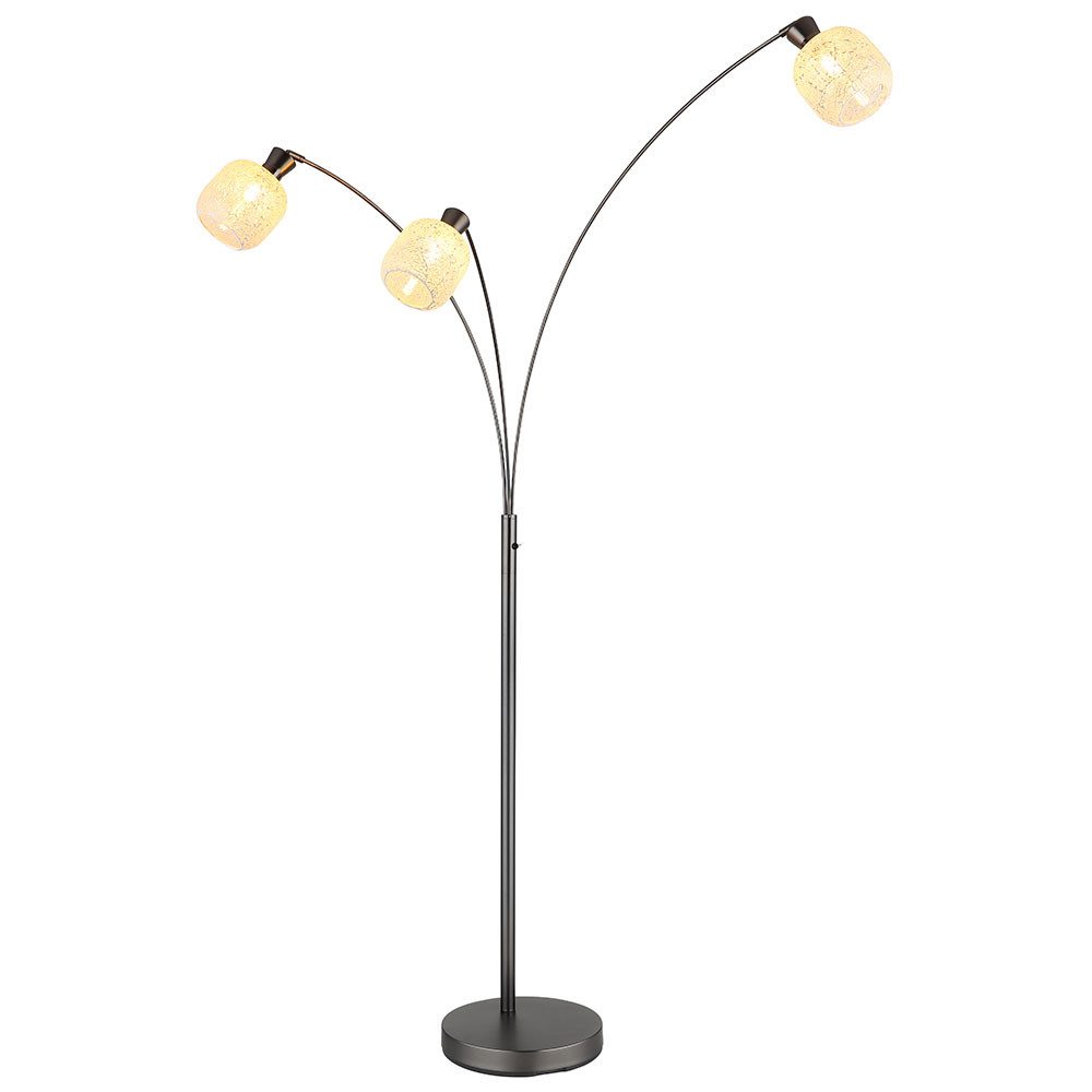 GLOBO LIGHTING LED Stehlampe, Leuchtmittel nicht inklusive, Warmweiß, LED Stehleuchte Metall Glas schwarz Chrom Schwenkbar Schalter H 200 cm