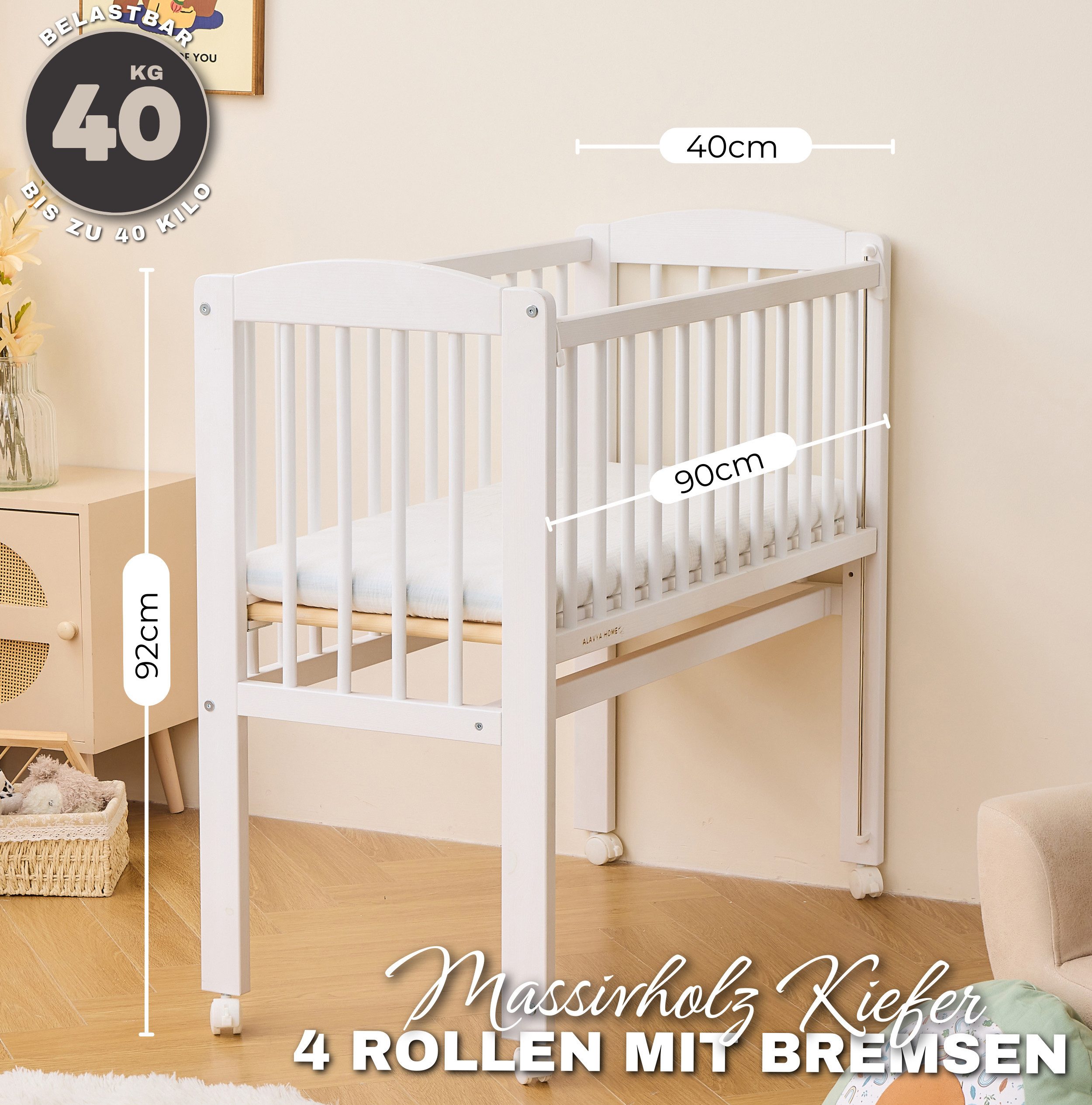 Alavya Home® Beistellbett LEROY 2 in1 günstig online kaufen