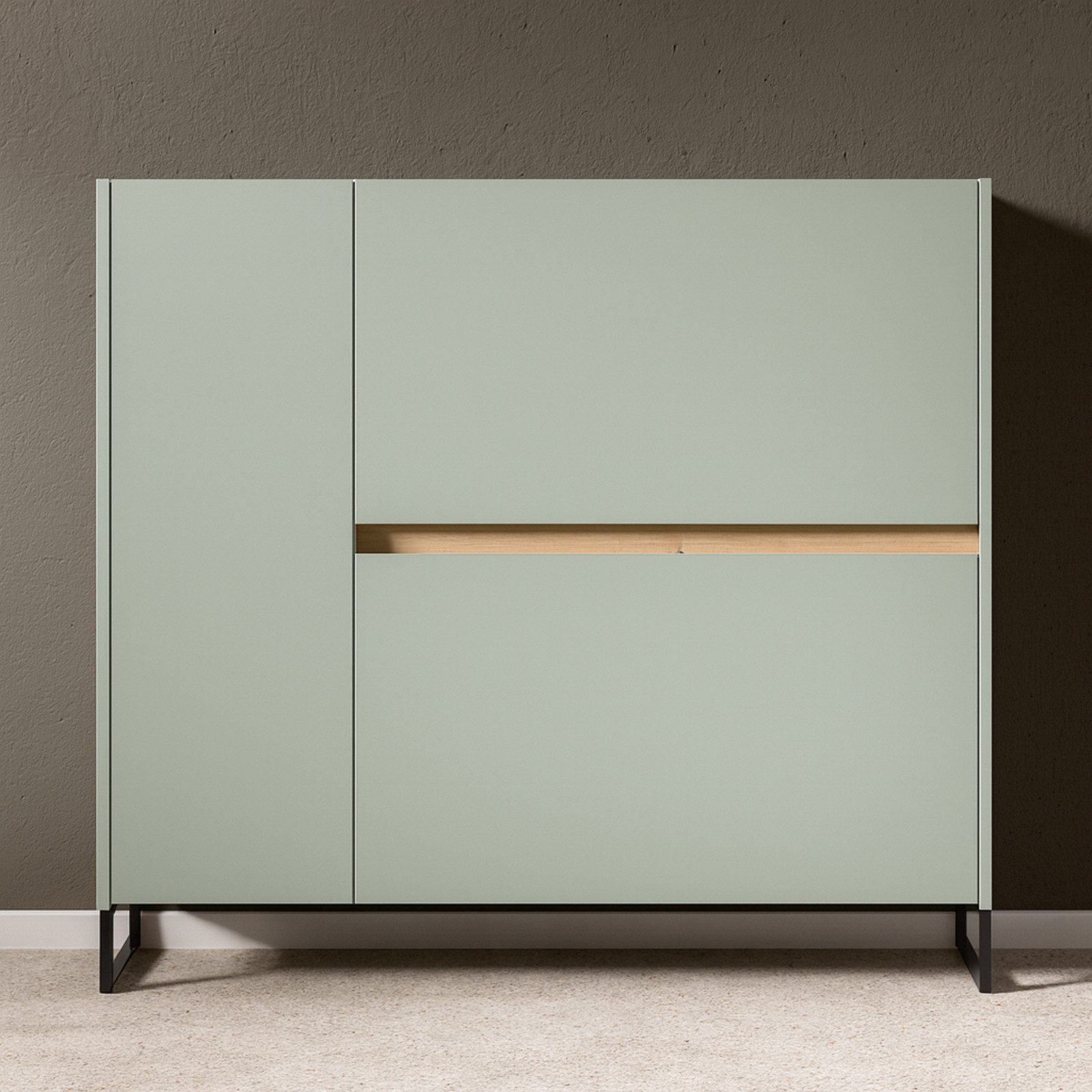 Inn.Furn Schuhkipper Borga (Flur Kommode in Salbei mit Eiche Artisan, 110 x 94 cm), mit zusätzlichem Stauraum und Soft-Close
