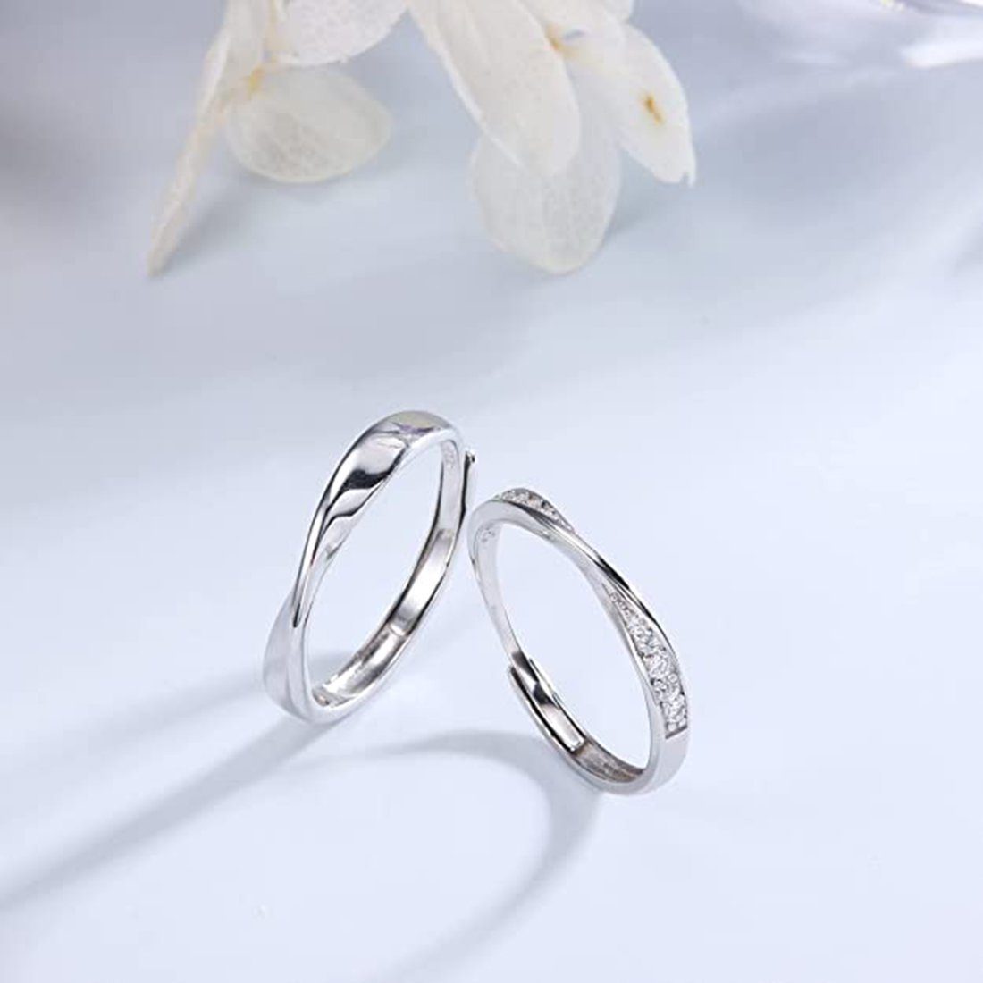 Haiaveng Fingerring 925 Silber Poliert Damen Ring Zirkonia Herren Verstellbarer