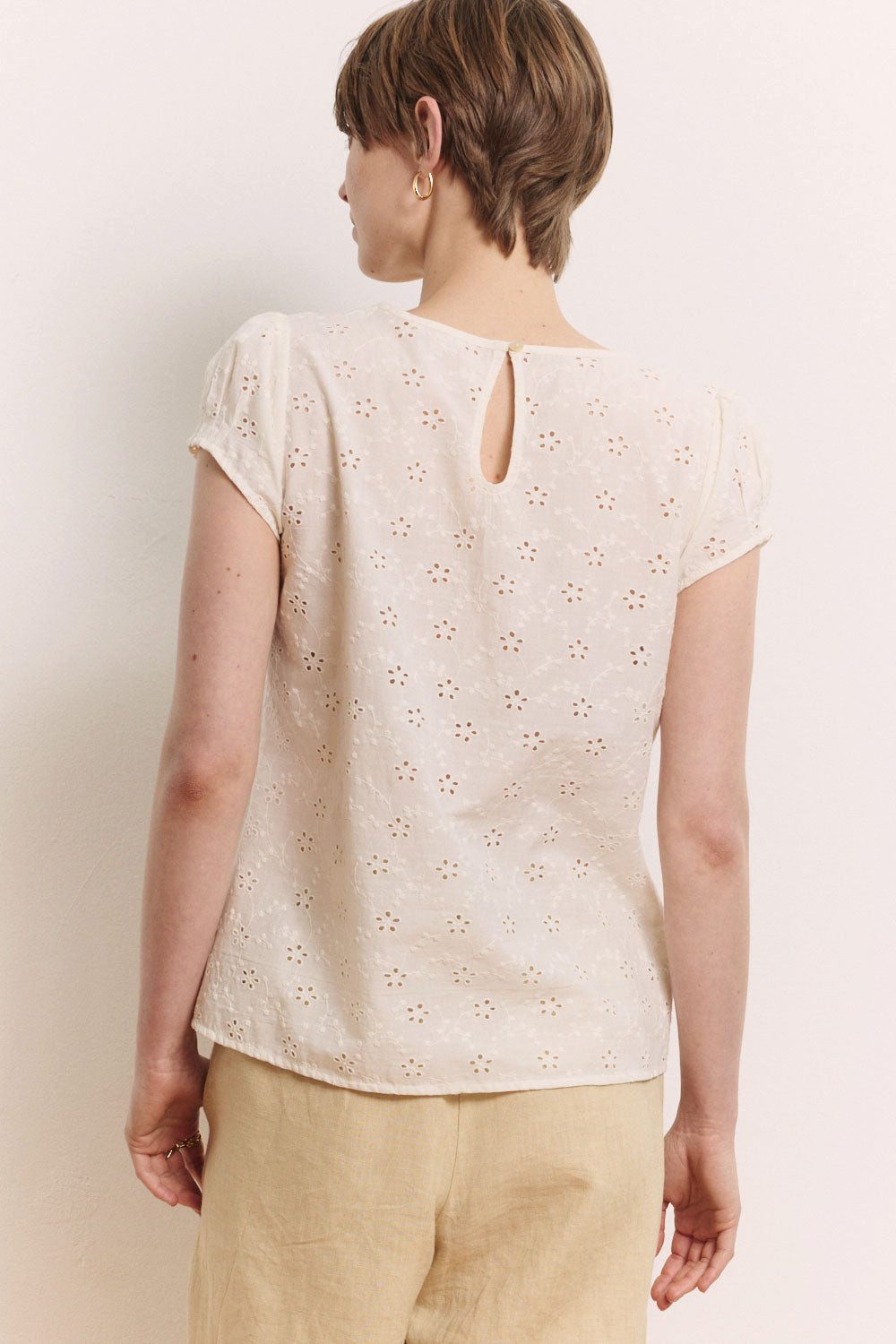 Tranquillo Blusenshirt Bluse Elinaa aus Bio-Baumwolle GOTS GOTS-zertifizierte Bio-Baumwolle in luftiger Lochstickerei