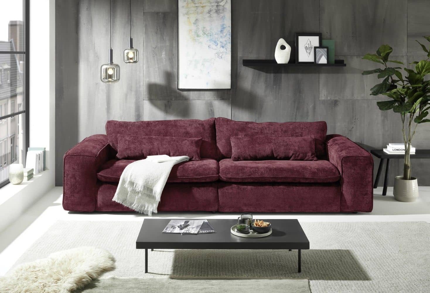 ED EXCITING DESIGN Big-Sofa Venice, mit komfortabler Nosagfederung im Sitz, Schaumstoff im Rücken