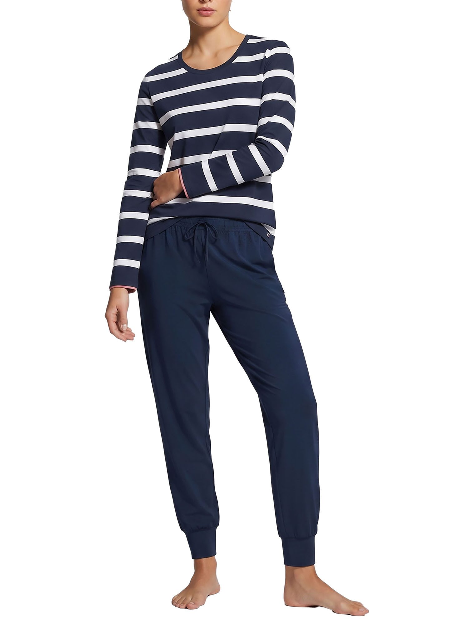 Ammann Pyjama Damen langarm Shirt, lange Hose Night & Relax (Packung, 1 tlg) Modal & Baumwolle, seidig weich, Nachtwäsche und Homewear Set