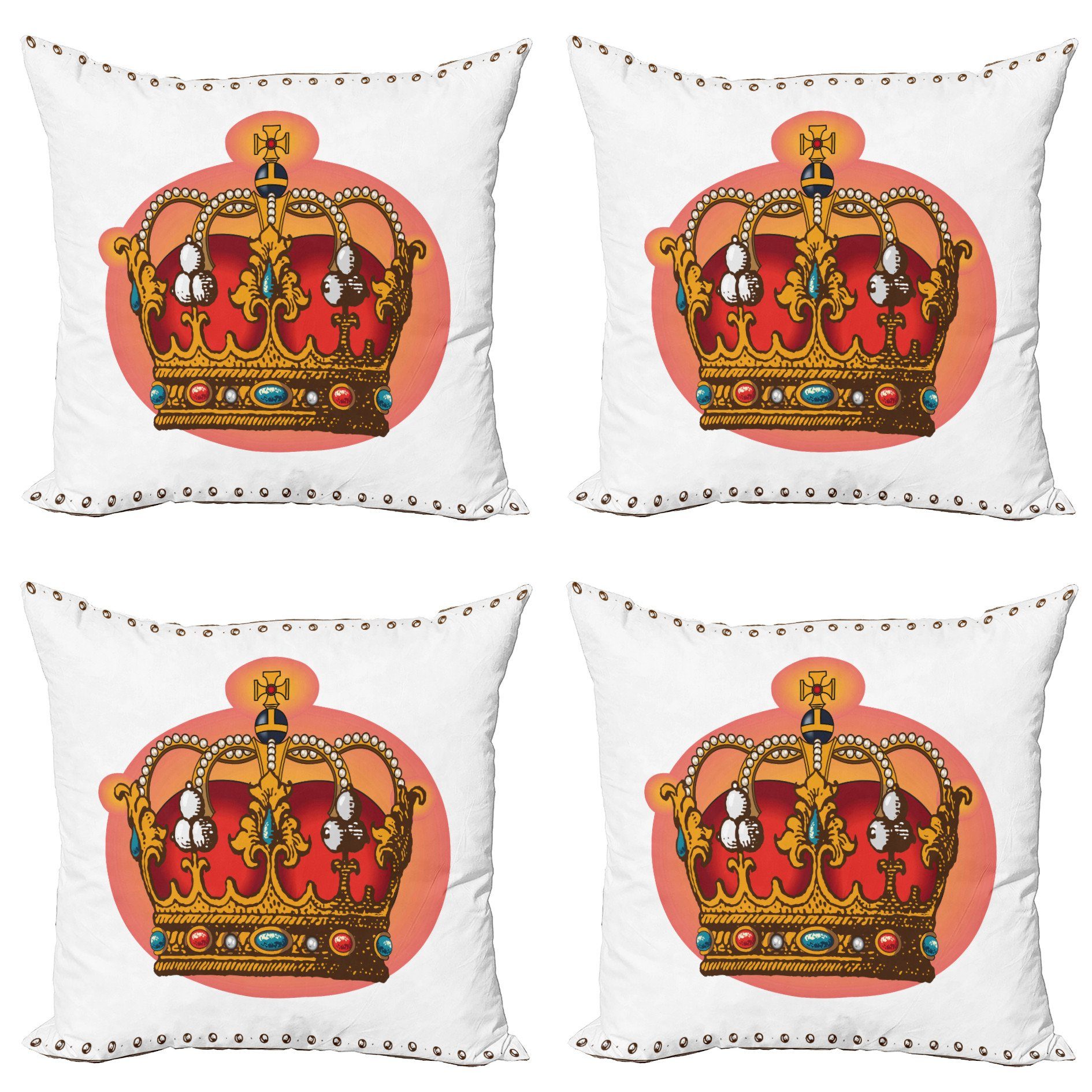 Abakuhaus Doppelseitiger Barock Digitaldruck, Stück), Modern Coronet (4 Accent Königin Crown Kissenbezüge
