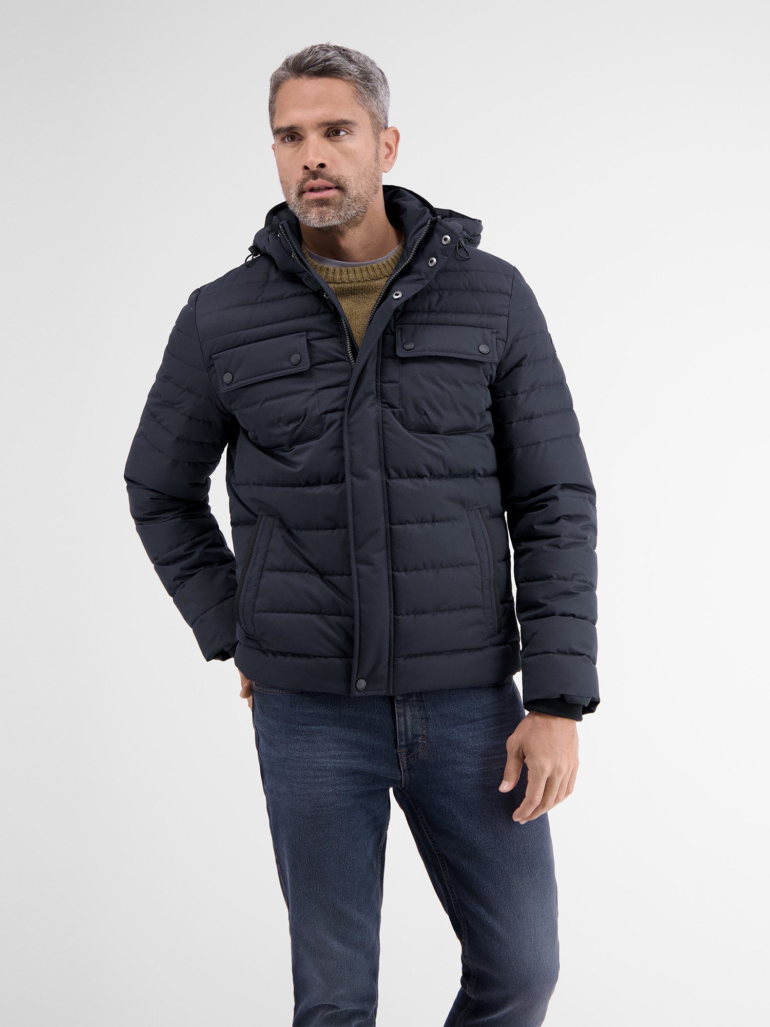 LERROS Steppjacke LERROS Steppjacke mit abnehmbarer Kapuze CLASSIC NAVY