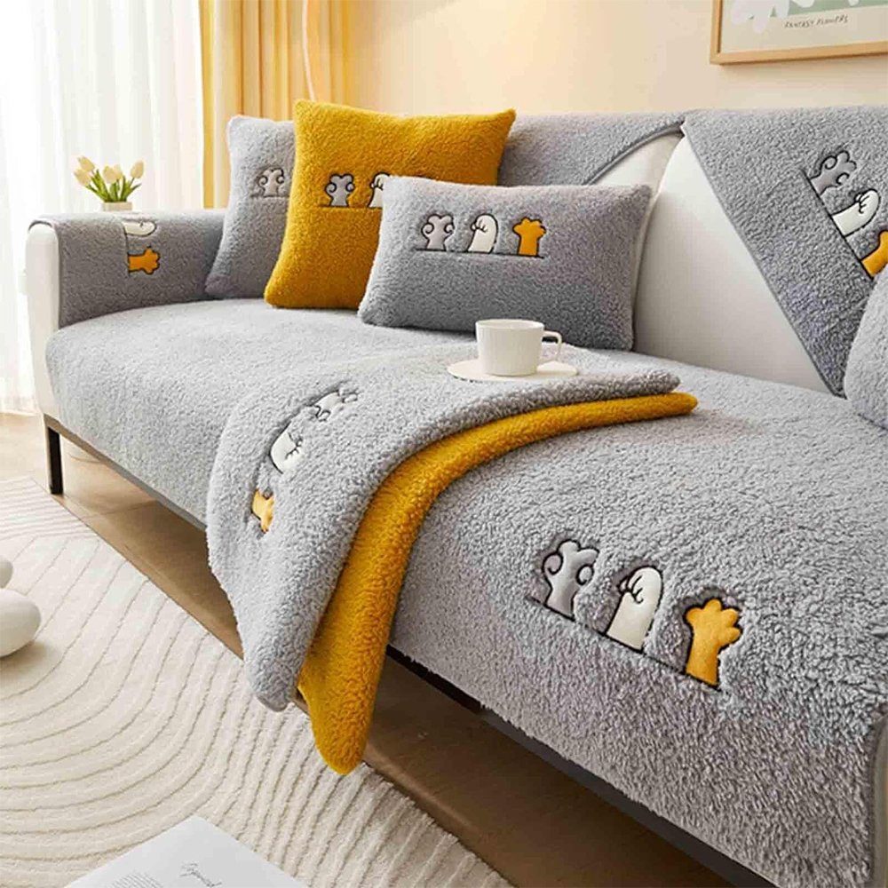 NUODWELL Sofabezug Sofaschutz, Samt rutschfest L Form 1 2 3 4 Sitzer Sofabe günstig online kaufen