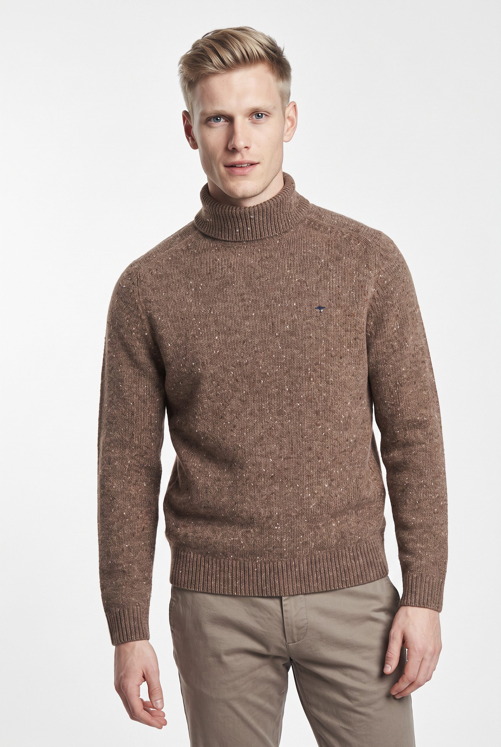 FYNCH-HATTON Rollkragenpullover im Strick-Look meliert