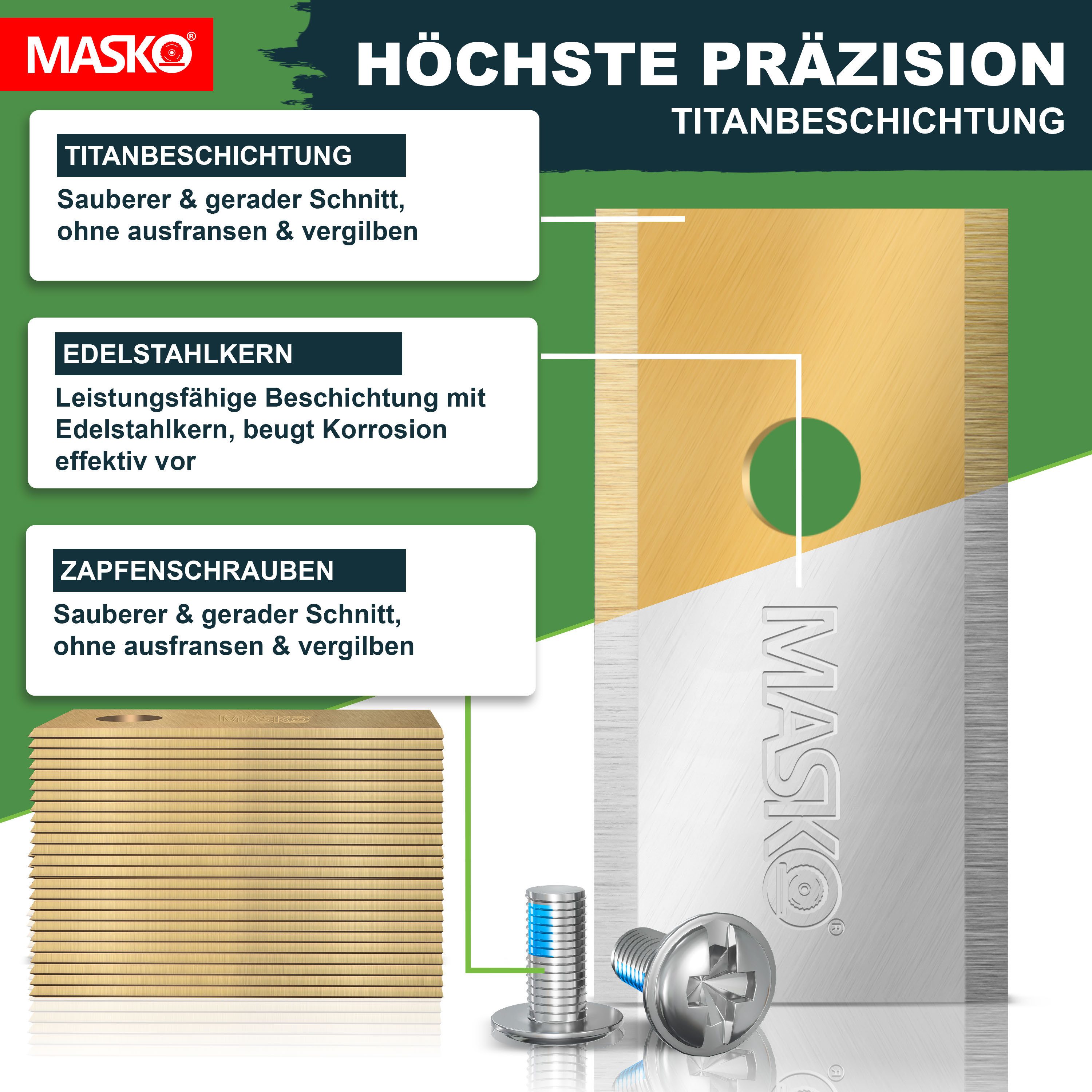 MASKO Mährobotermesser Ersatzmesser für Mähroboter, 60er Set, Titan-beschichtet (60-St), Geeignet für Bosch, Gardena/Husqvarna & Worx – Bild 4 von 5