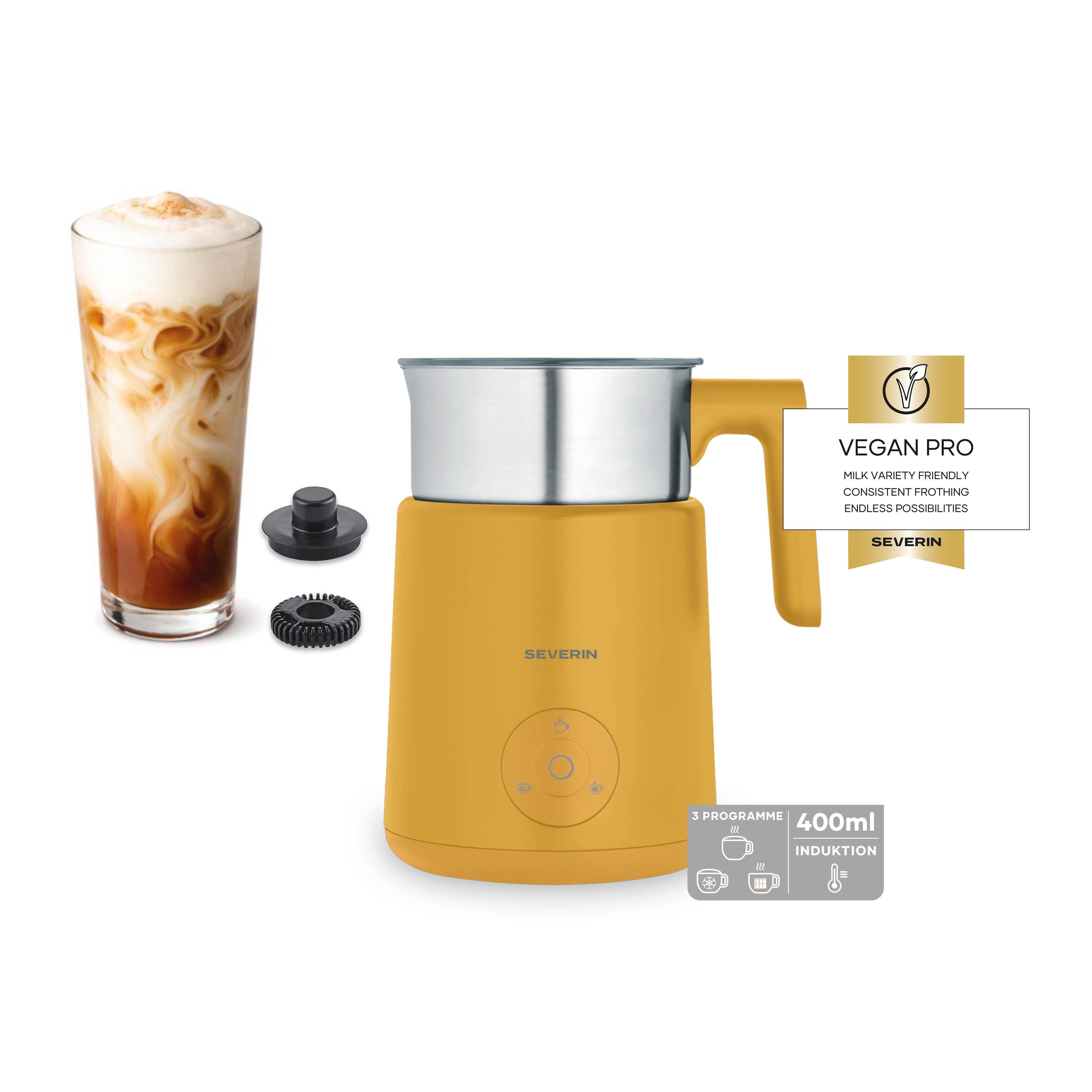 Severin Milchaufschäumer SPUMA LITE SM 3597, 500 W, kaltes & warmes Aufschäumen, Schoko-Funktion, auch vegane Milch, gelb