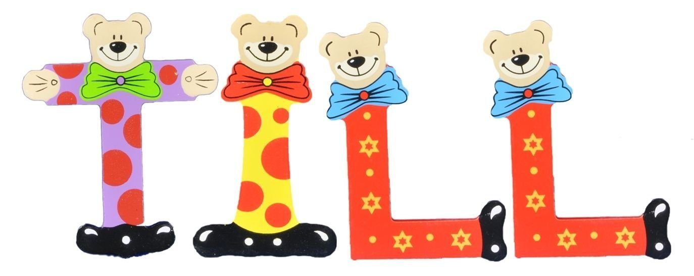 Holz-Buchstaben - Deko-Buchstaben TILL Kinder (Set, sortiert Playshoes St), 4 Namen-Set,