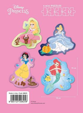 Clementoni® Puzzle Play for Future 4 Mini-Puzzle Disney Princess (3, 6, 9, 12 Teile), 31 Puzzleteile