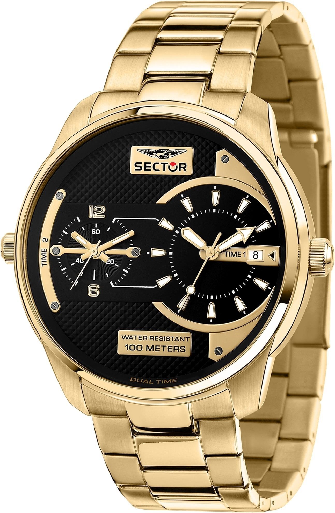 Sector Quarzuhr Sector Herren Armbanduhr Analog, (Analoguhr), Herren Armbanduhr eckig, extra groß (ca. 39x34mm), Edelstahlarmband go
