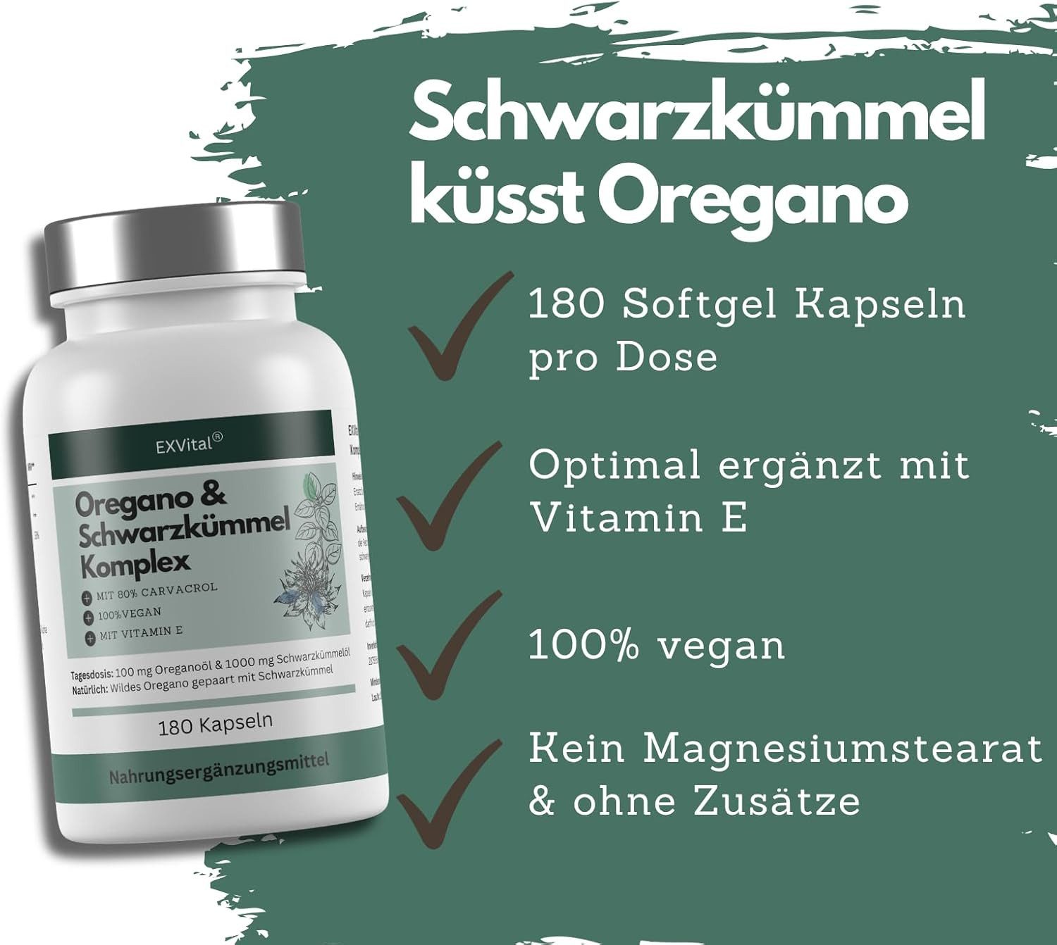 Oregano- Schwarzkümmelöl Komplex, 180 vegane Kapseln Kapseln, 180 St., 198 g