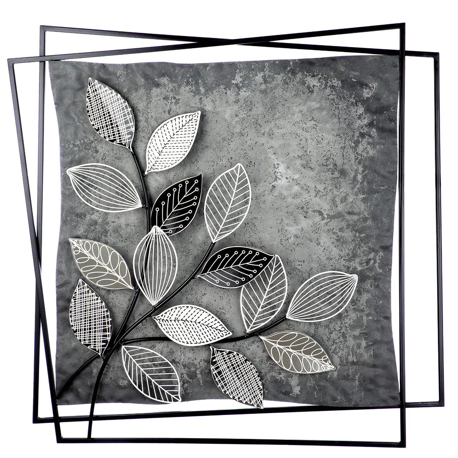 GILDE Wanddekoobjekt GRAPHIC Wandrelief - grau - Metall - H. 77cm x B. 77cm - Zweigmotiv (1xWandrelief, Wandobjekt - Wanddekoration), Wohnzimmer - Wanddekoobjekt - Dekoobjekt - Wandrelief
