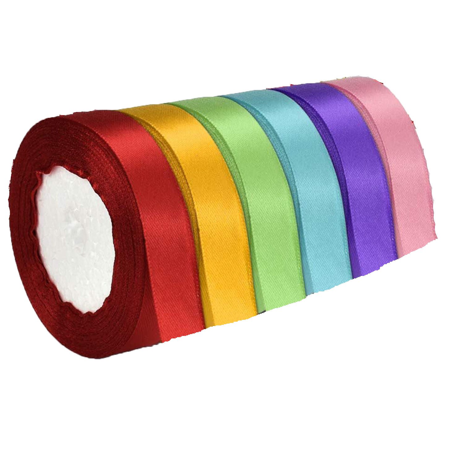 FELIXLEO Geschenkpapier 6 Farben Satinband Geschenkband 20mm Breit 22cm Lang Schleifenband, (6St)