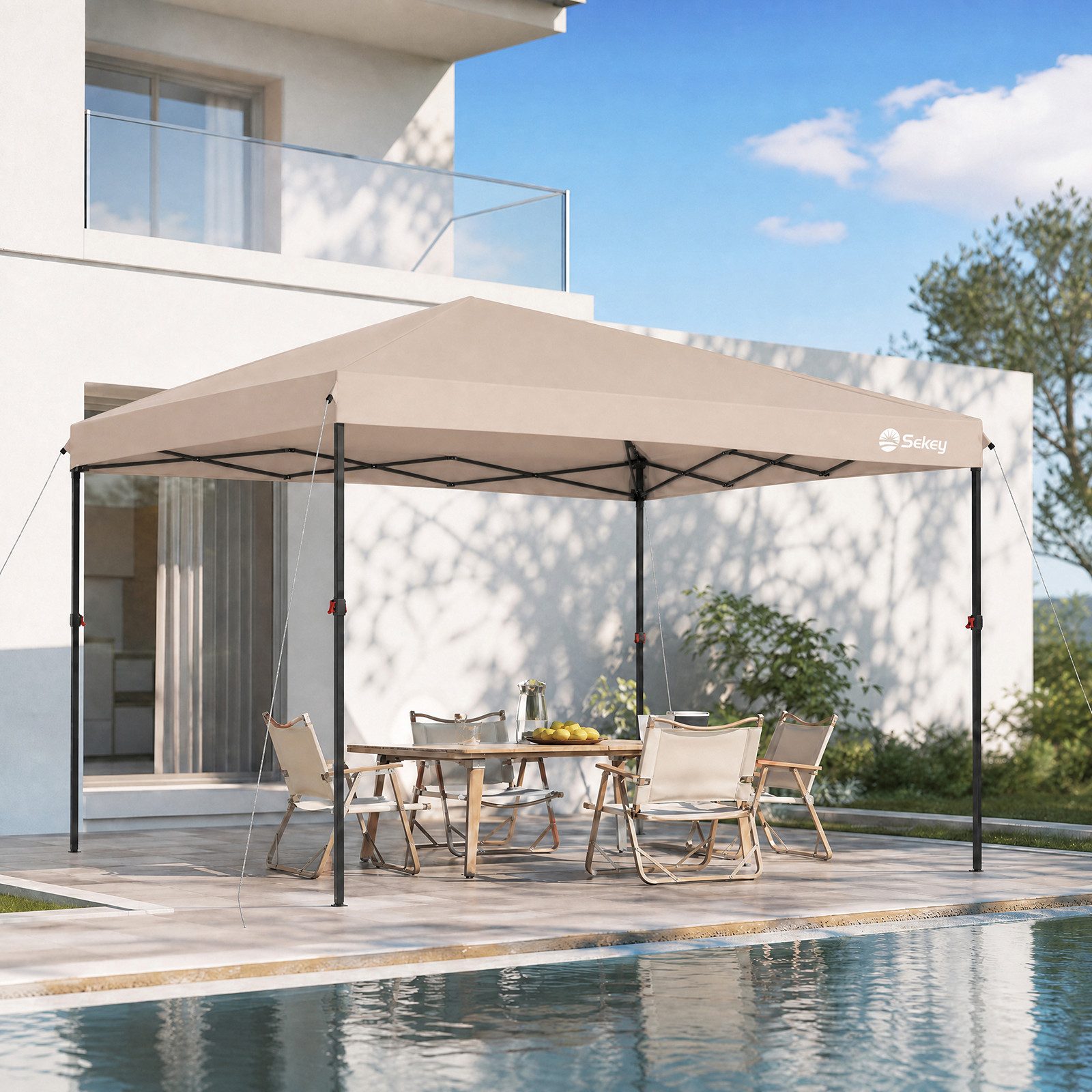Faltpavillon 300x300 cm Pop-Up Pavillon, 3 wählbare Höhen: 270cm, 260cm und 250cm