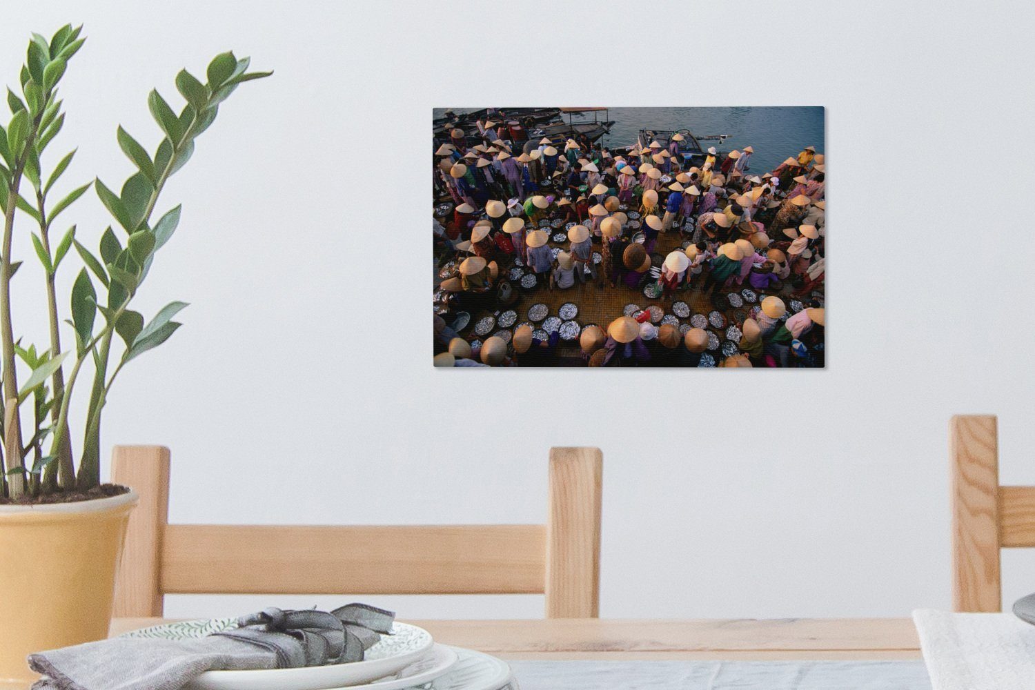 Hoi OneMillionCanvasses® (1 cm Wanddeko, Vietnam, in Leinwandbilder, Aufhängefertig, 30x20 in An Leinwandbild Fischmarkt Wandbild St),