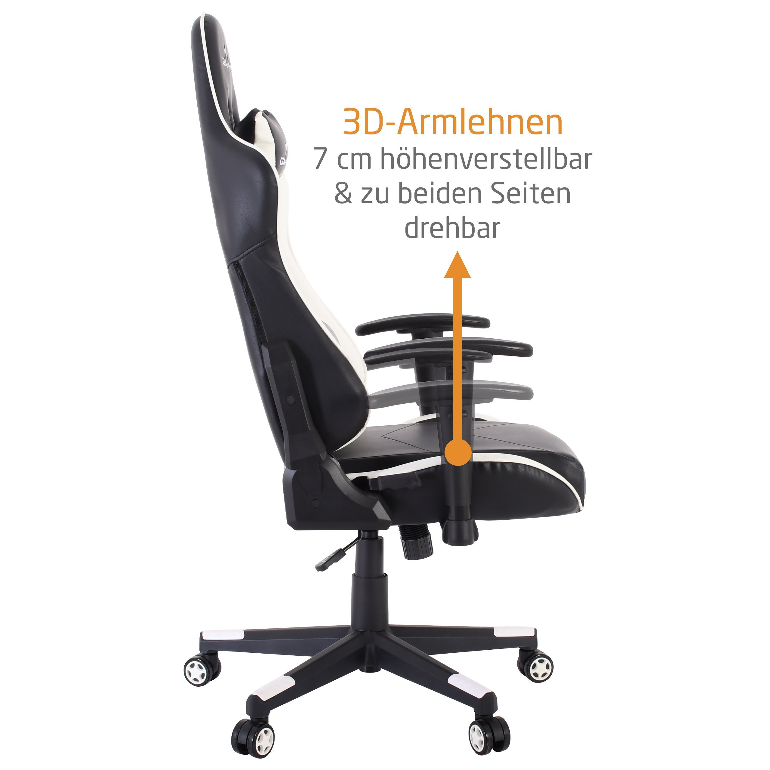 Gaming-Sessel Gaming-Stuhl SCHWARZ-WEIß Raburg Emma Deine LORD Tante