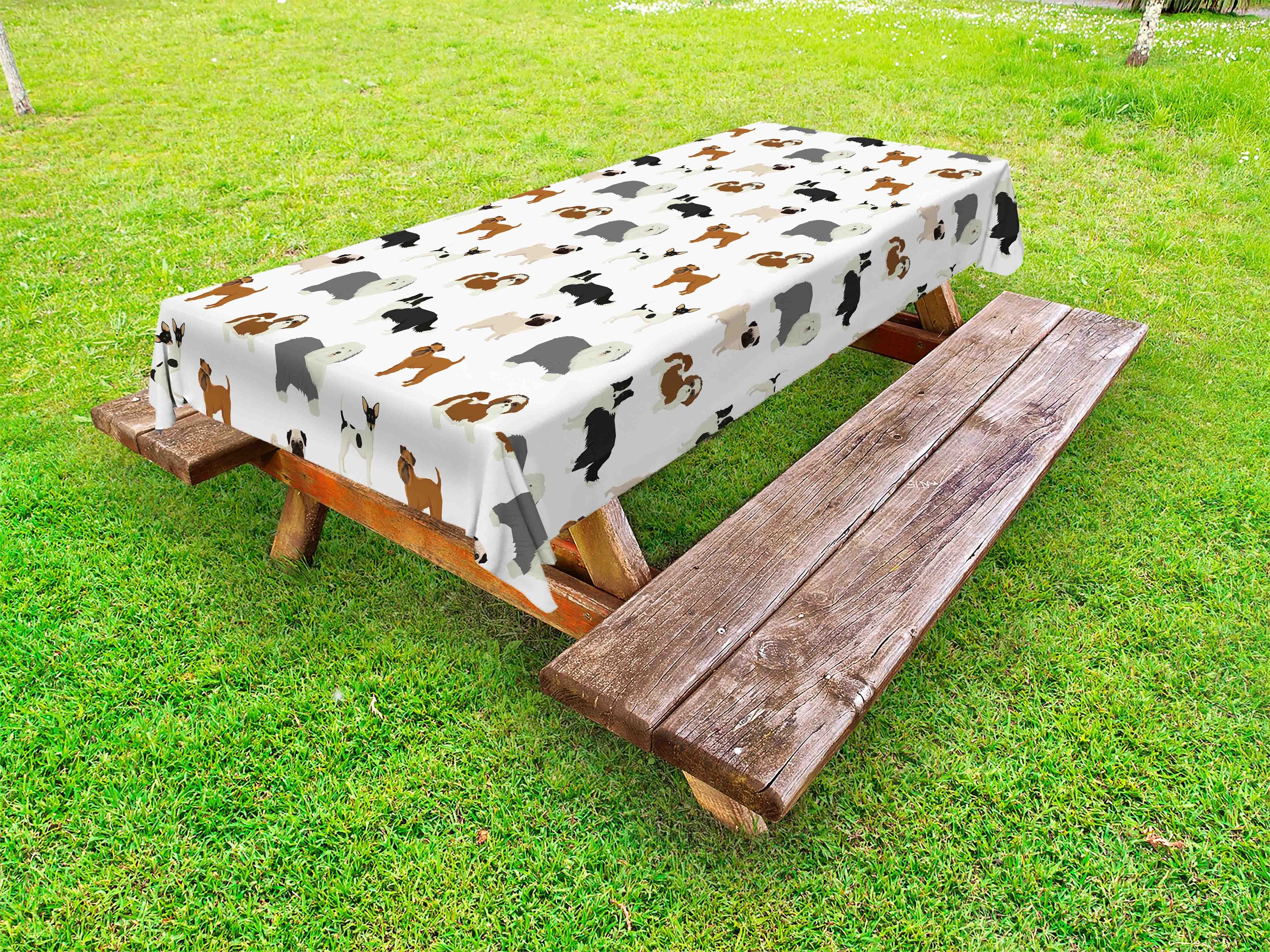 Abakuhaus Tischdecke dekorative waschbare Picknick-Tischdecke, Hunde Haustierweg Zusammensetzung
