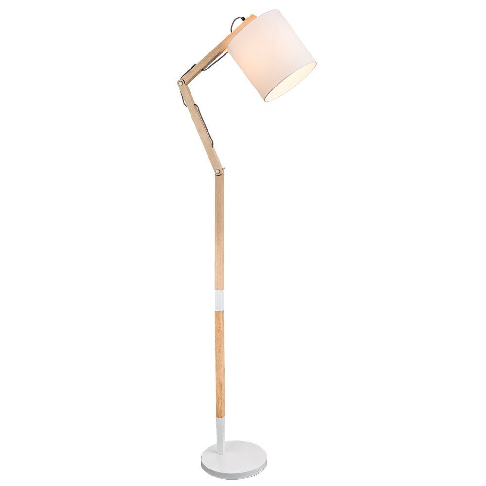 GLOBO LIGHTING Stehlampe, Leuchtmittel nicht inklusive, Stehlampe Stehleuchte Holzlampe Textil weiß Gelenke beweglich H 172 cm