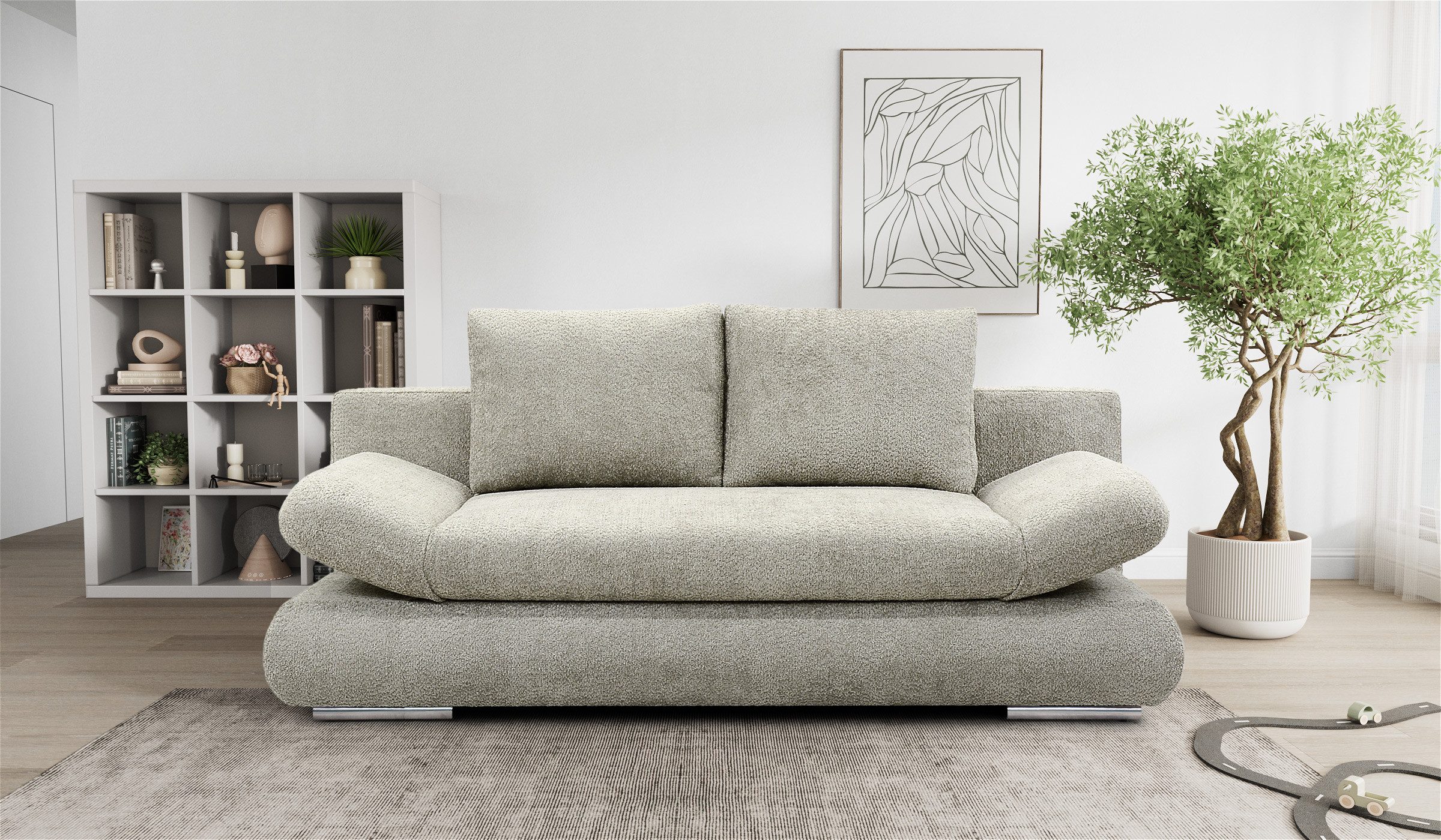 Hygger Möbelhaus Schlafsofa NEXT Schlafsofa mit Bettfunktion, Bettkasten & Federkern, 145 × 202 cm Liegefläche für den täglichen Schlaf, verstellbare Armlehnen, großer Bettkasten, pflegeleichter Bezug