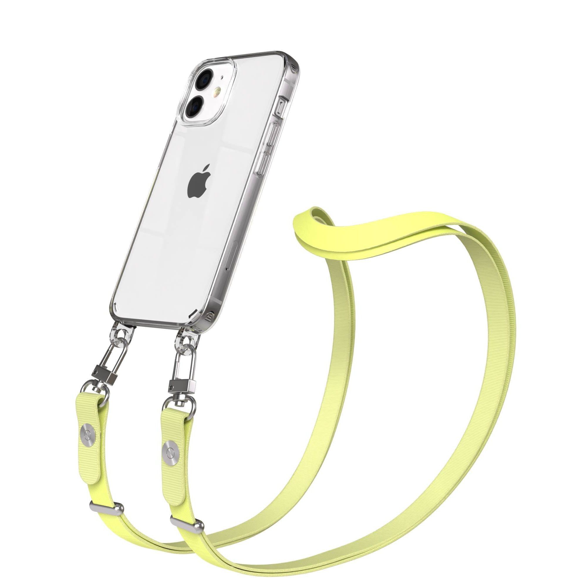 EAZY CASE Handykette für Apple iPhone 12 Mini Handyhülle mit Handyband magnetisch, Minimalistische Handykette in Gelb mit 2x2 Anschluss