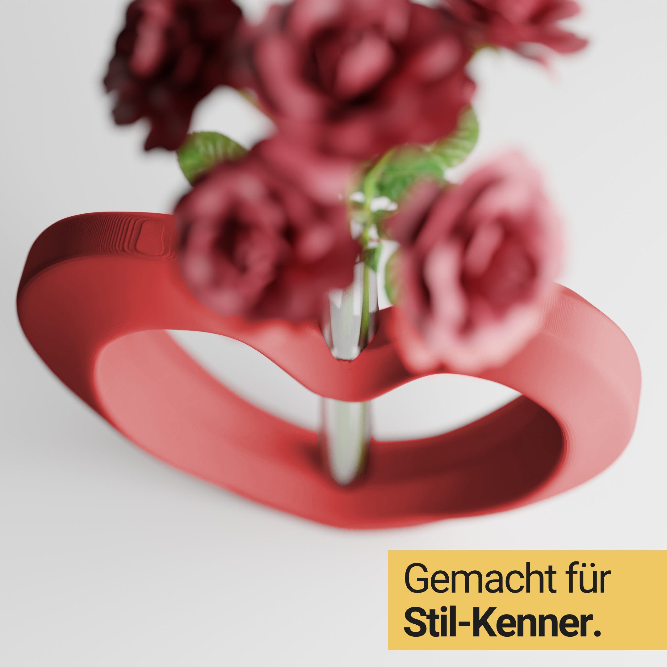 Shapes - Decorations Dekovase Herzvase, Deko in Herzform mit Glasröhrchen, Valentinstag Geschenk, Glasröhrchen für einzelne Blume