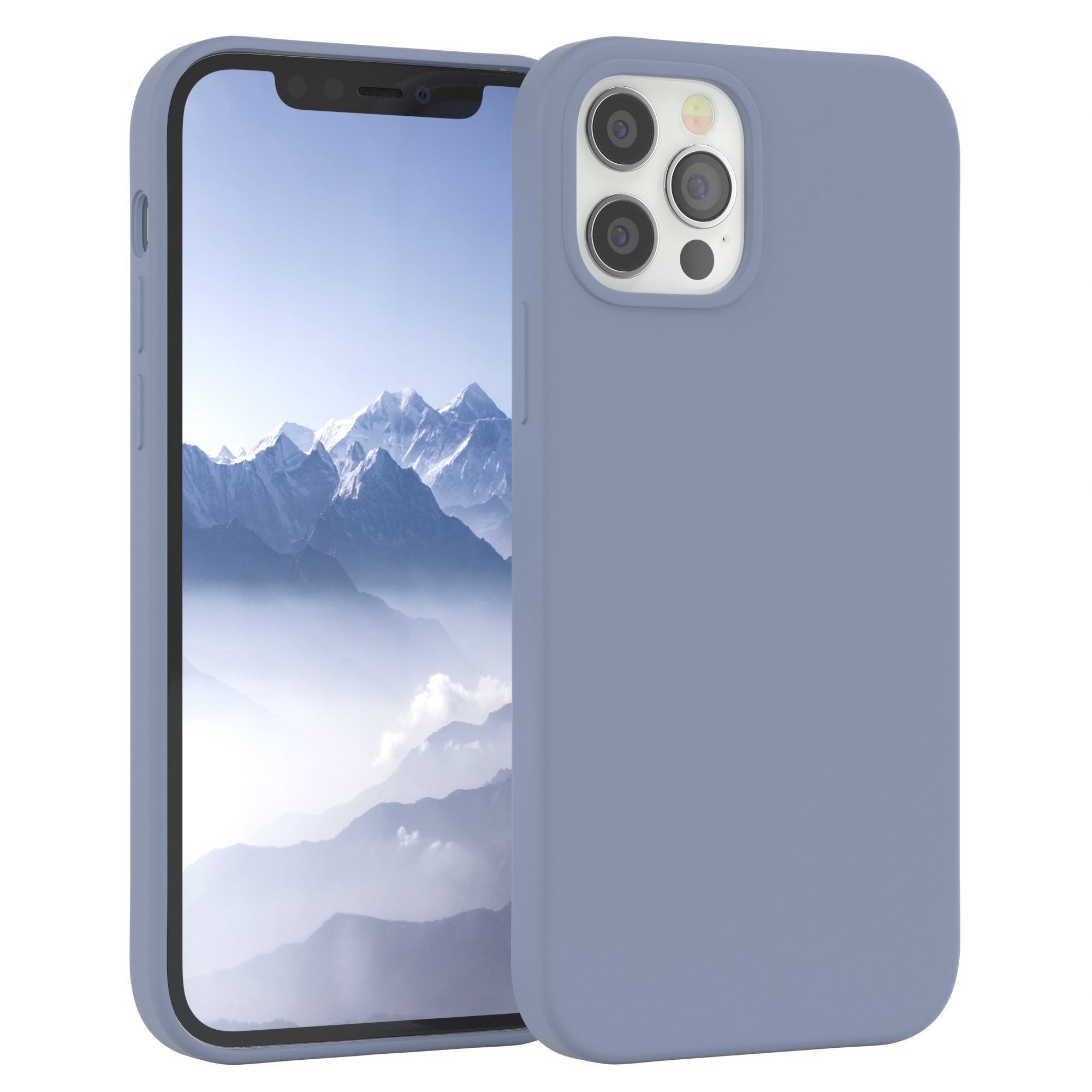 EAZY CASE Handyhülle Premium Silikon Case für iPhone 12 / iPhone 12 Pro 6,1 Zoll, Hülle mit Kameraschutz Bumper Case stoßfest Handy Softcase Eis Blau
