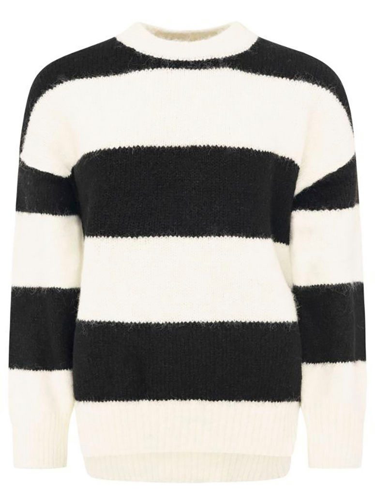 Zwillingsherz Strickpullover "Blockstreifen" Rundhalsausschnitt, mit breiten Streifen und Wollanteil
