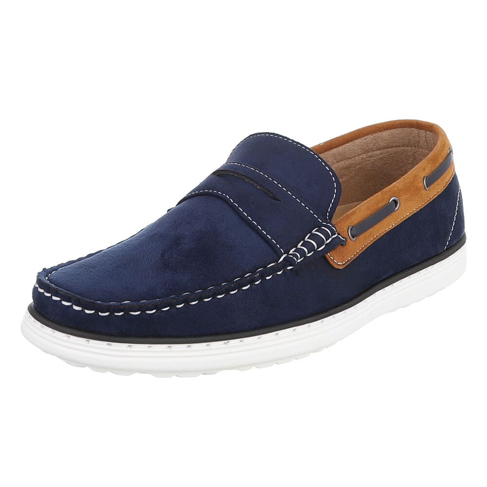 Coolwalk Herren Mokassin Slip-on Freizeitschuh in Velours-Optik Slipper (91977379) Flach Slipper in Dunkelblau