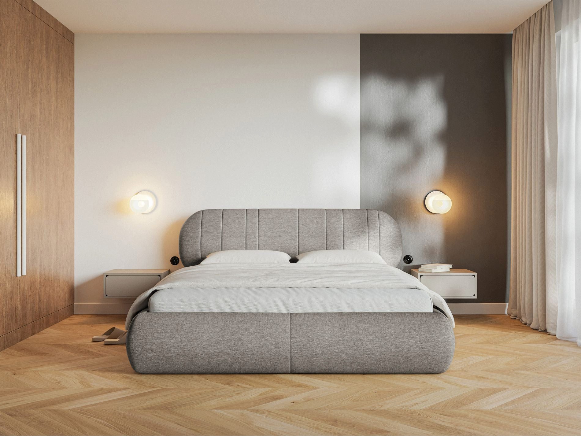 Selsey Polsterbett ASMELIO, Doppelbett mit Rollrost und Kopfteil