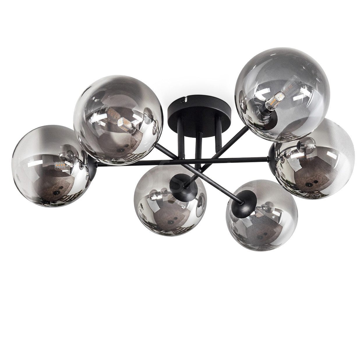 hofstein Deckenleuchte Deckenlampe aus Metall/Glas in Schwarz/Rauchfarben/K günstig online kaufen