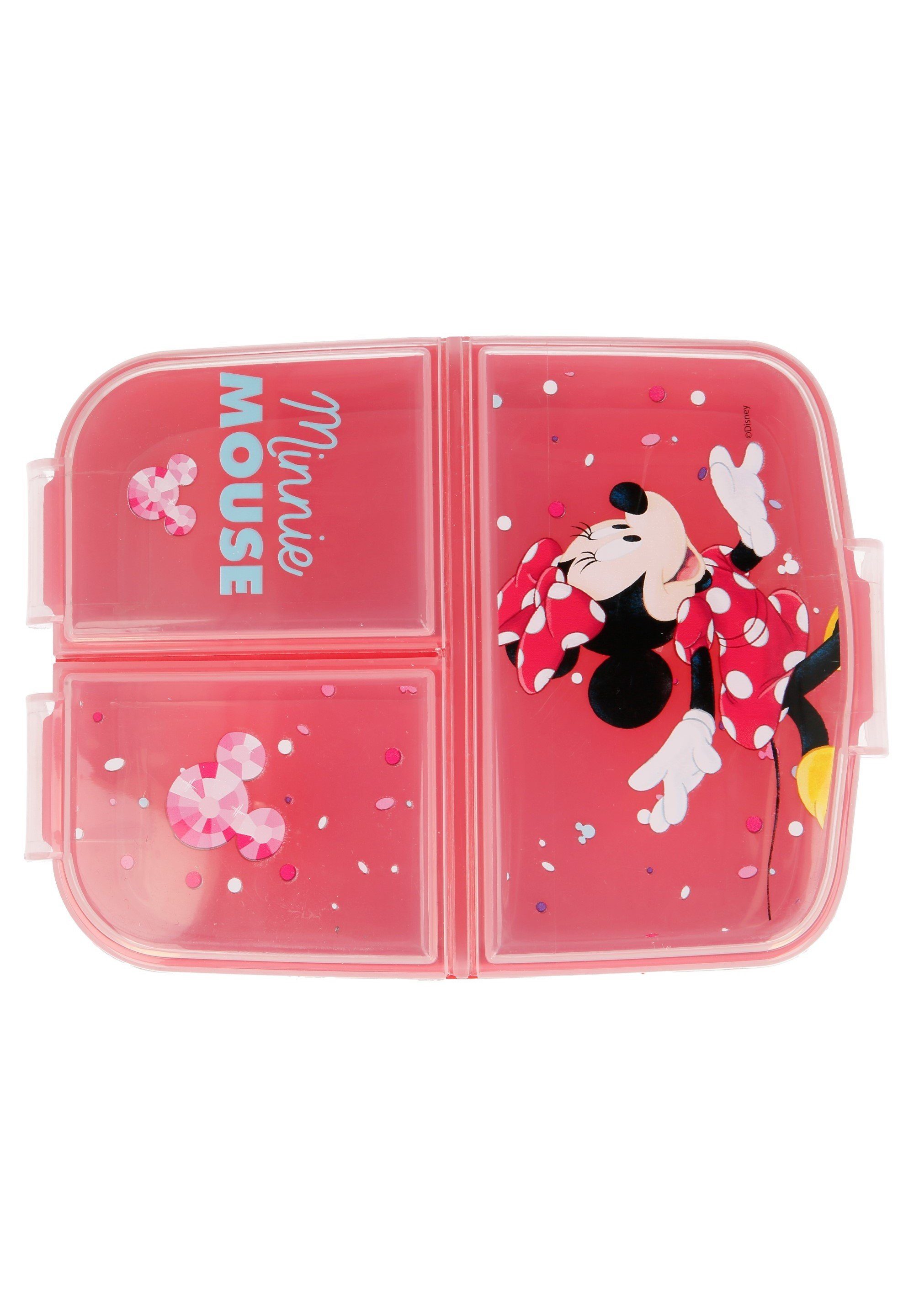 Mouse, Minnie BPA-frei Mouse Vesperdose 3 Fächern, Lunchbox Disney Minnie mit Brotdose