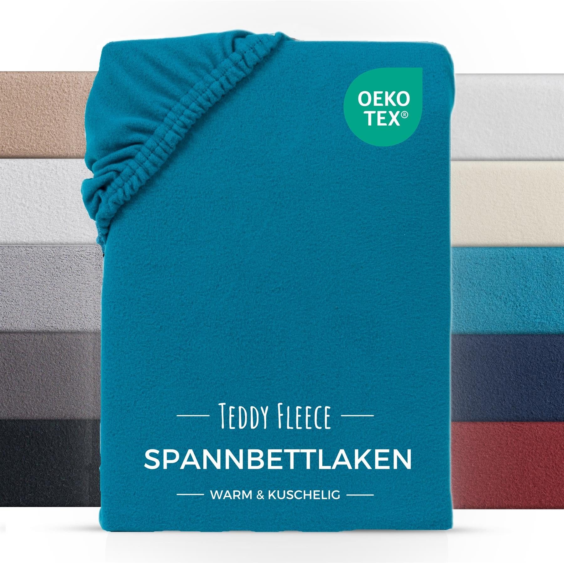 Carpe Sonno Spannbettlaken Teddy Fleece Winter Bettlaken 90x200 100x200 140x200 180x200 200x200, Fleece, Gummizug: rundum, (1 Stück), Warmes Spannbettlaken 100x200 Kuscheliges Spannbetttuch Petrol