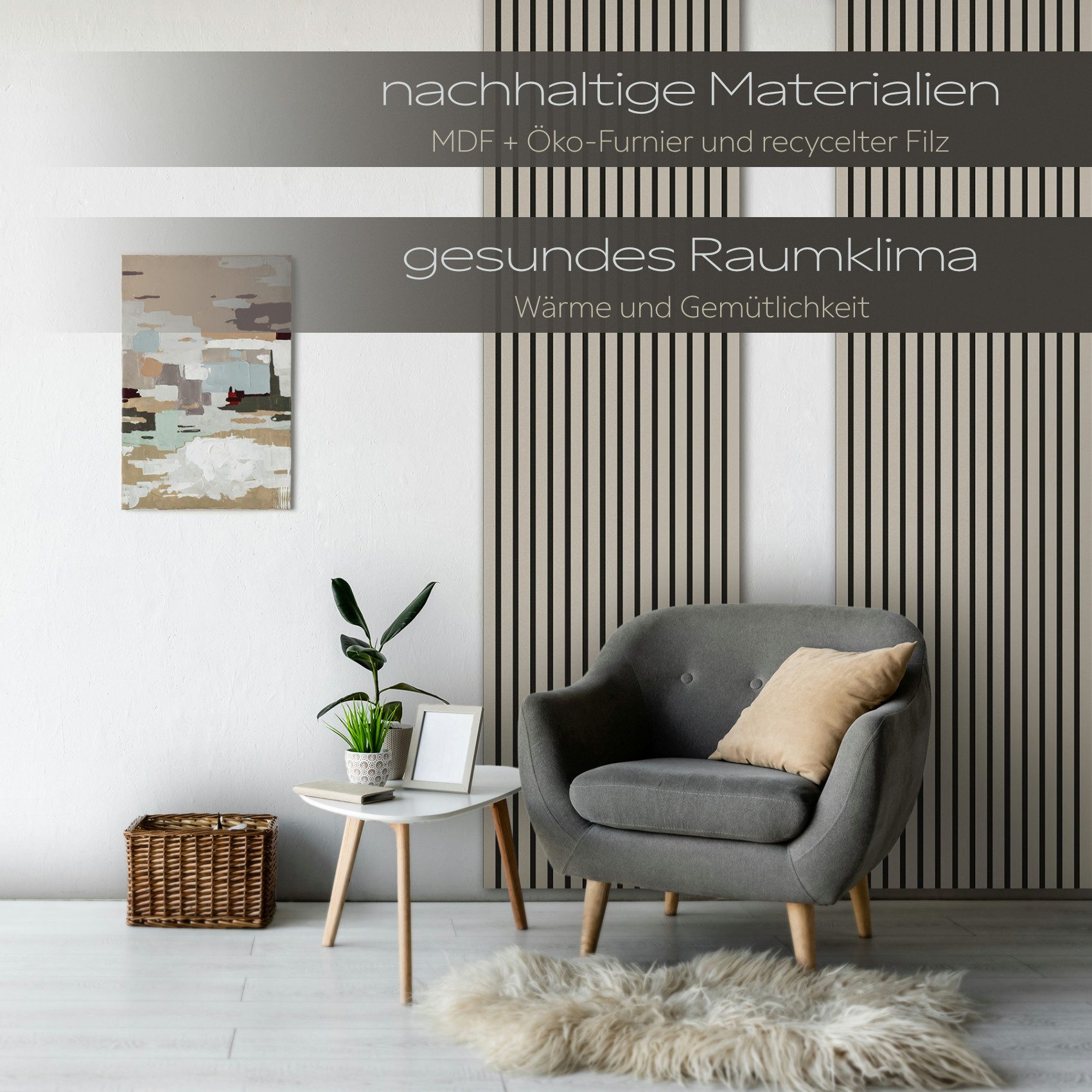 Hexim Wanddekoobjekt (Akustikpaneele 6 Stück 278x60cm Holz Comfort - flexible Lamellenwand MDF Wandpaneele Lamellenverkleidung Wandverkleidung schalldämmend 10. – Bild 5 von 5