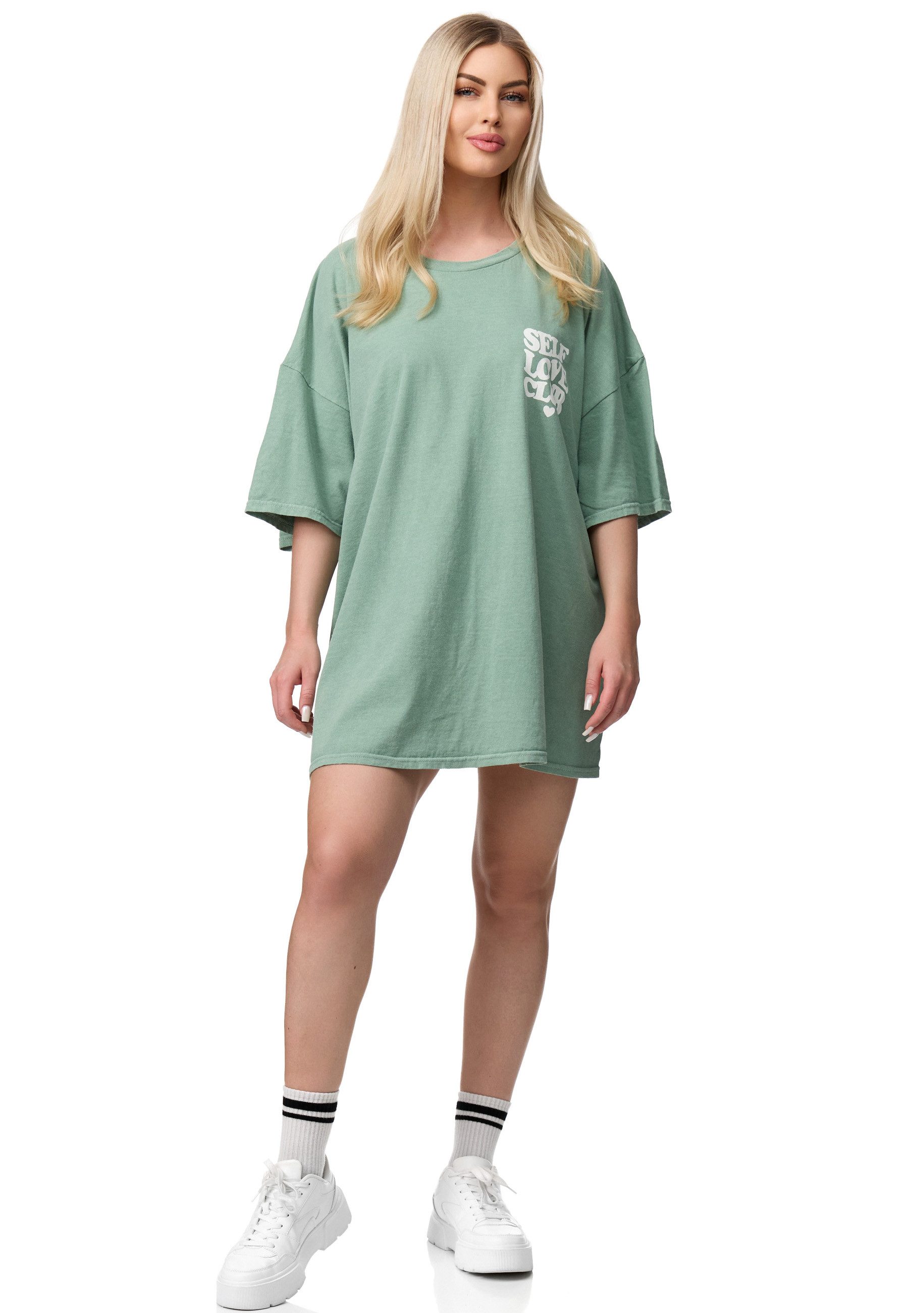 Worldclassca T-Shirt Worldclassca Oversized Print LOVE CLUB T-Shirt lang Sommer Oberteil – Bild 3 von 5