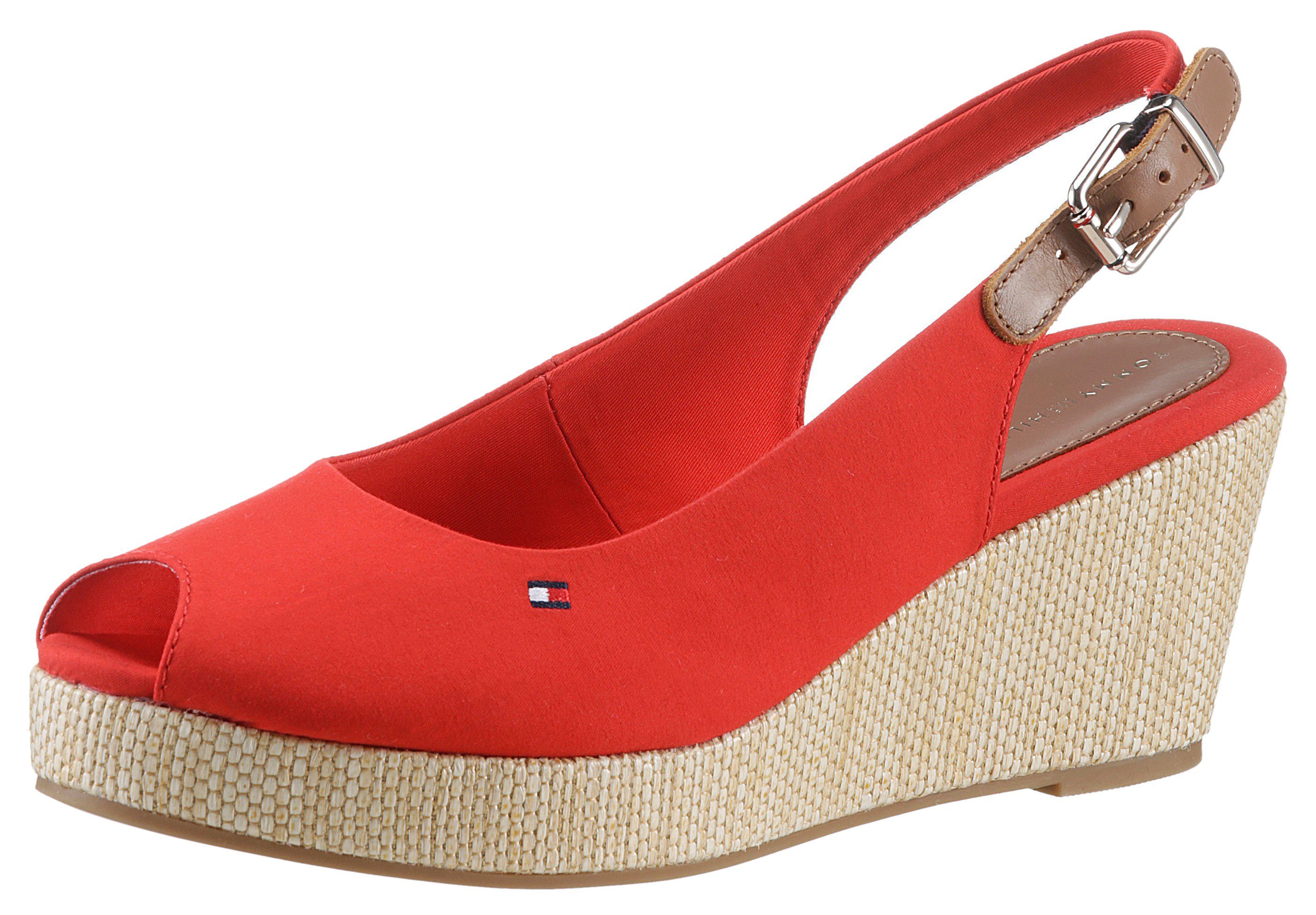 Tommy Hilfiger ICONIC ELBA SLING BACK WEDGE Sandalette, Sommerschuh, Sandale, Keilabsatz, mit Jutebesatz