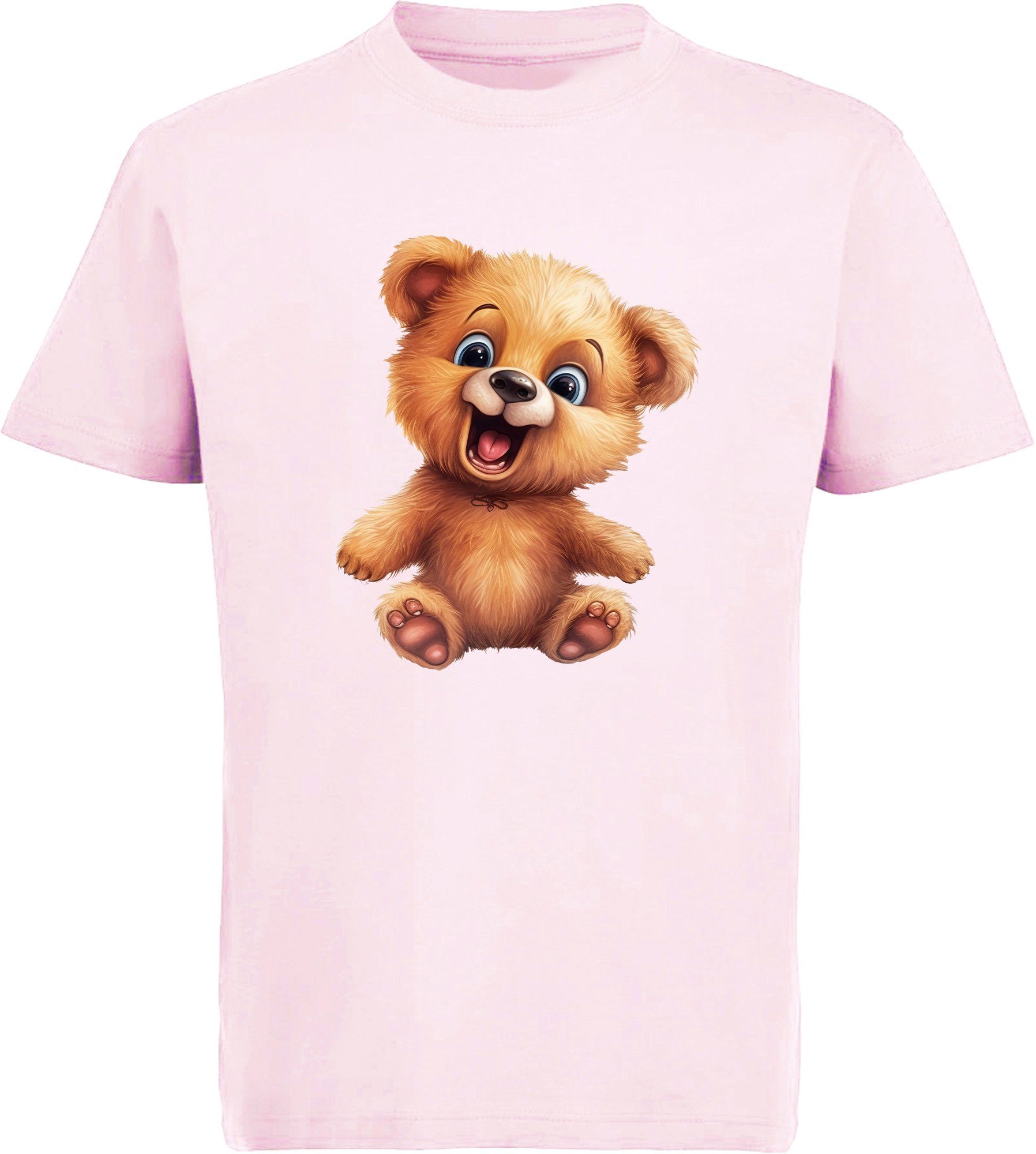 MyDesign24 T-Shirt Kinder Wildtier Print Shirt bedruckt - Baby Teddybär Kurzarm T-Shirt mit Wildtier Aufdruck i268