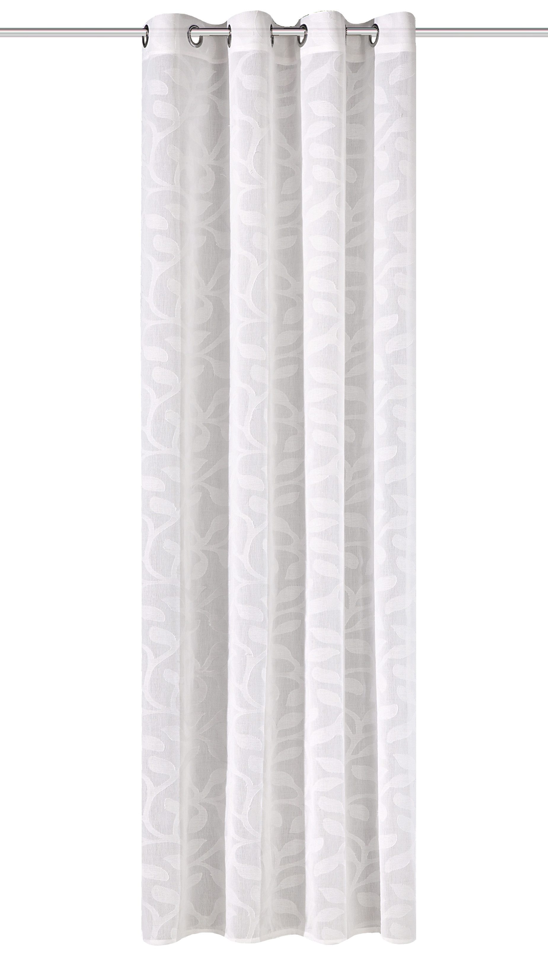 HOME WOHNIDEEN Vorhang PIXEL (1 St), Ösen, halbtransparent, Ösenschal Leinenoptik Scherlimusterung