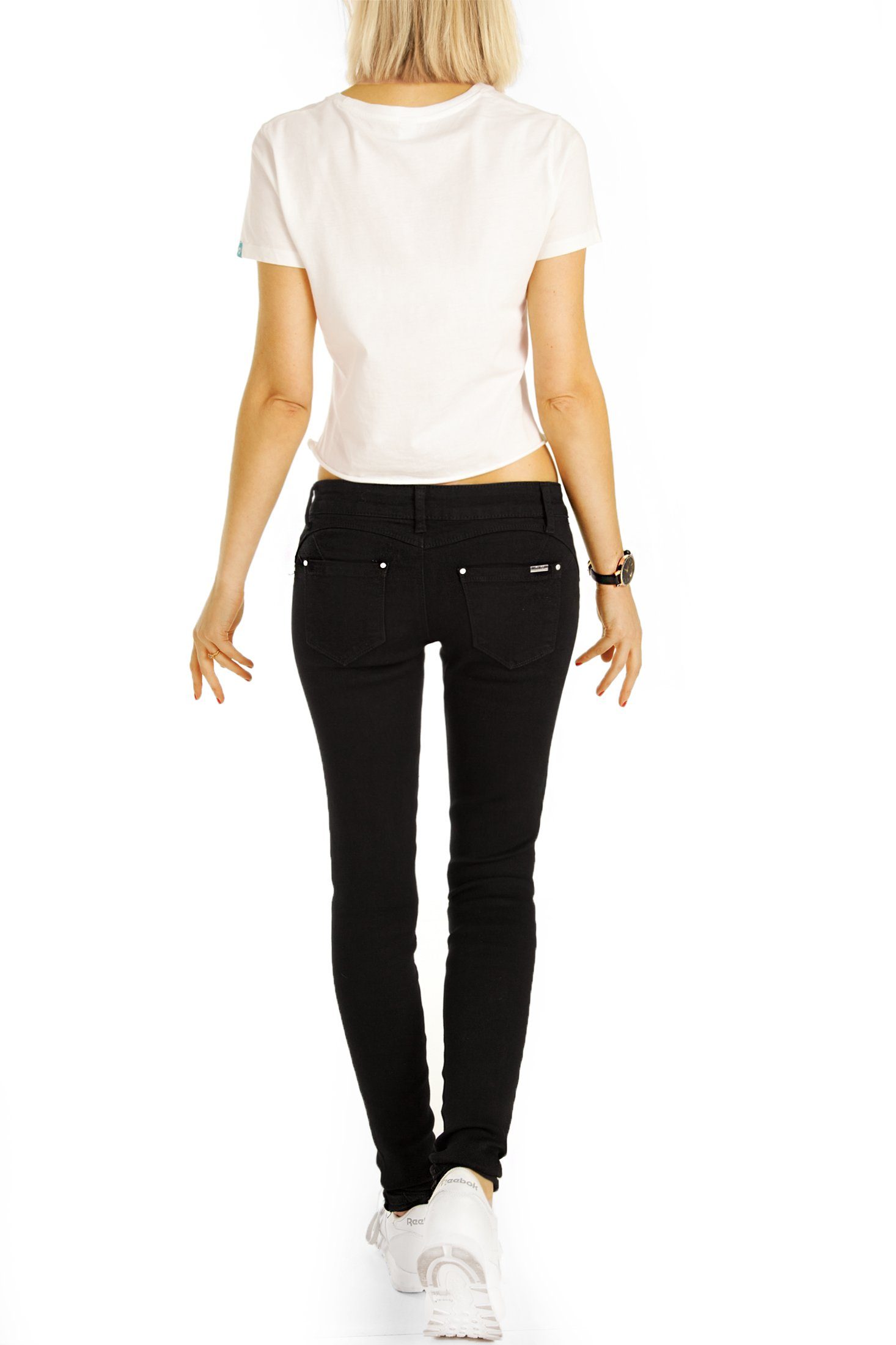 Jeans Low Waist - Hüftjeans Low-rise-Jeans 5-Pocket-Style j2e Damen mit Stretch-Anteil, Hose Röhrenjeans be - styled hüftige