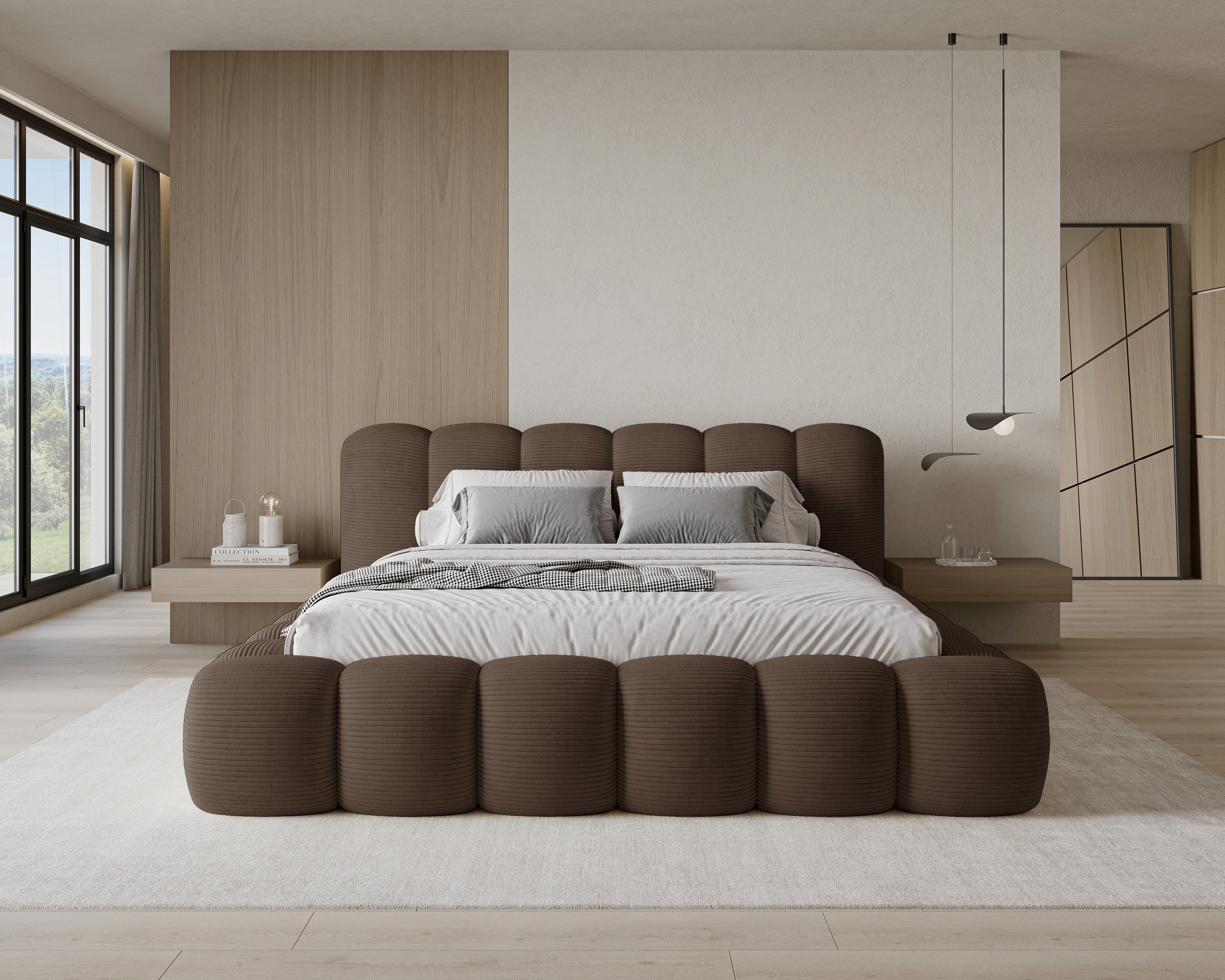 Chilly Möbel Polsterbett Stone Cord Stoff 200x200 cm mit Stauraum Poso 006 günstig online kaufen