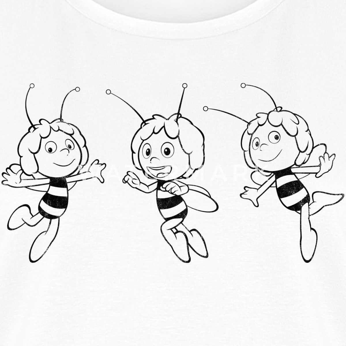 Spreadshirt T-Shirt Biene Maja Freudig Line Art Frauen Premium T-Shirt (1-tlg)