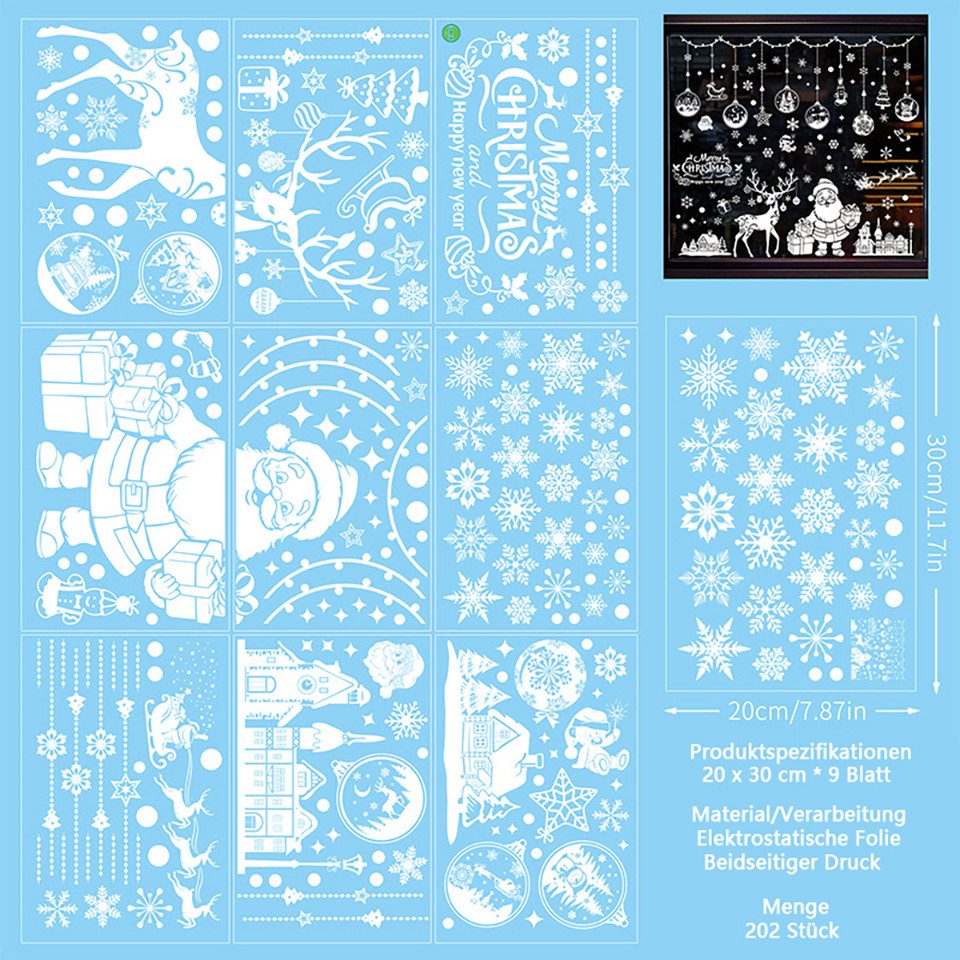 Coonoor Fensterfolie Weihnachts-Fensteraufkleber, Fensterdekoration Doppels günstig online kaufen