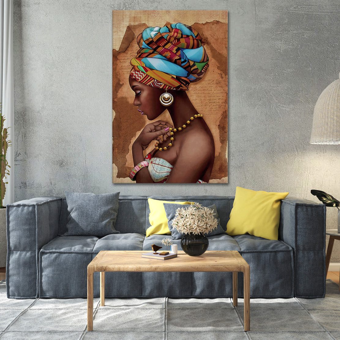 Artedinoi Leinwandbild Afrikanische Frau Kopftuch Vintage Leinwandbild Wandbild XL, Afrikanische Frau, Porträt